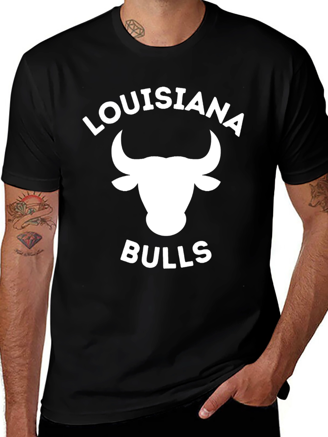 Louisiana Bulls Black Graphic Tee