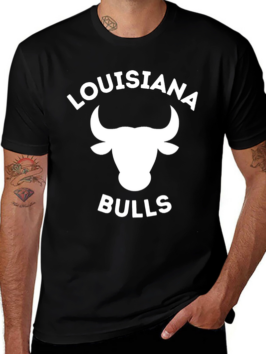 Louisiana Bulls Black Graphic Tee