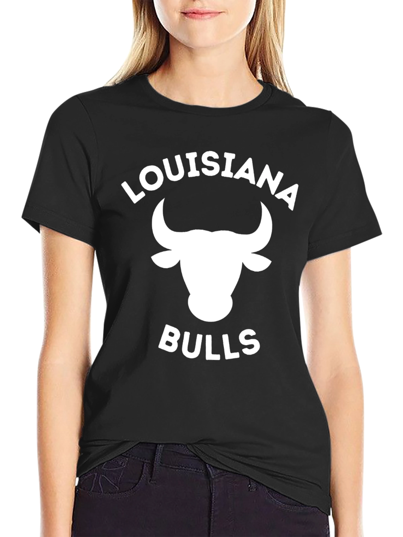 Louisiana Bulls Black Graphic Tee