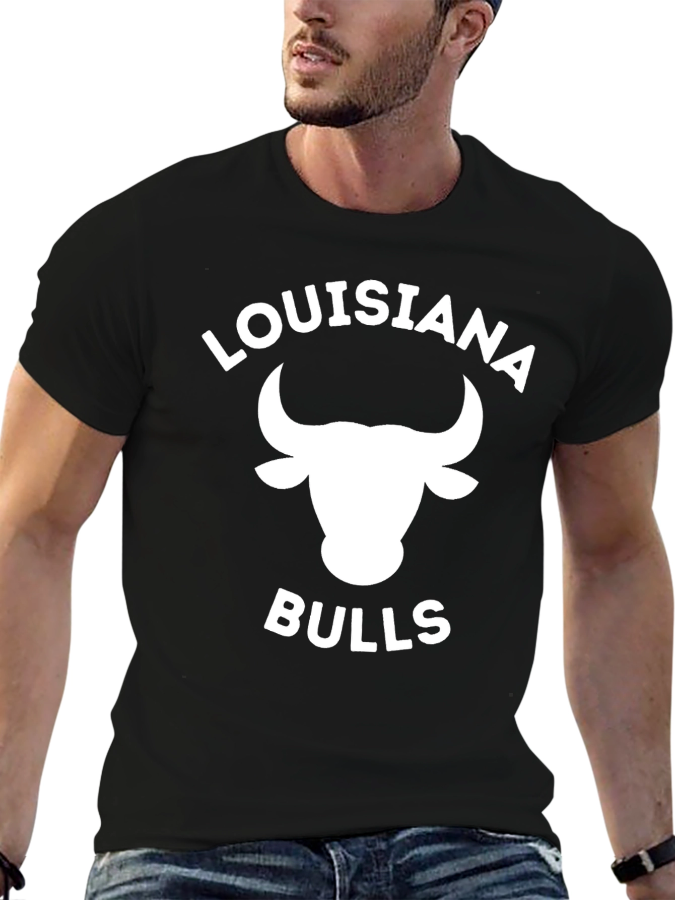 Louisiana Bulls Black Graphic Tee
