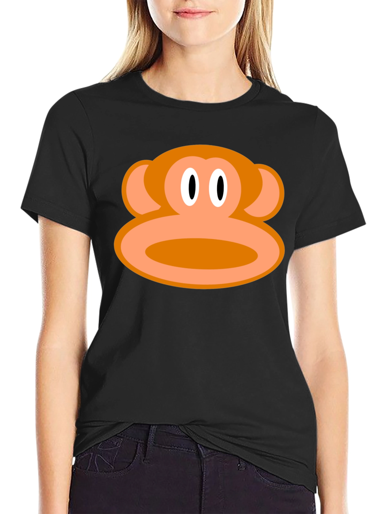 Monkey Face Graphic Tee - Black Cotton T-Shirt