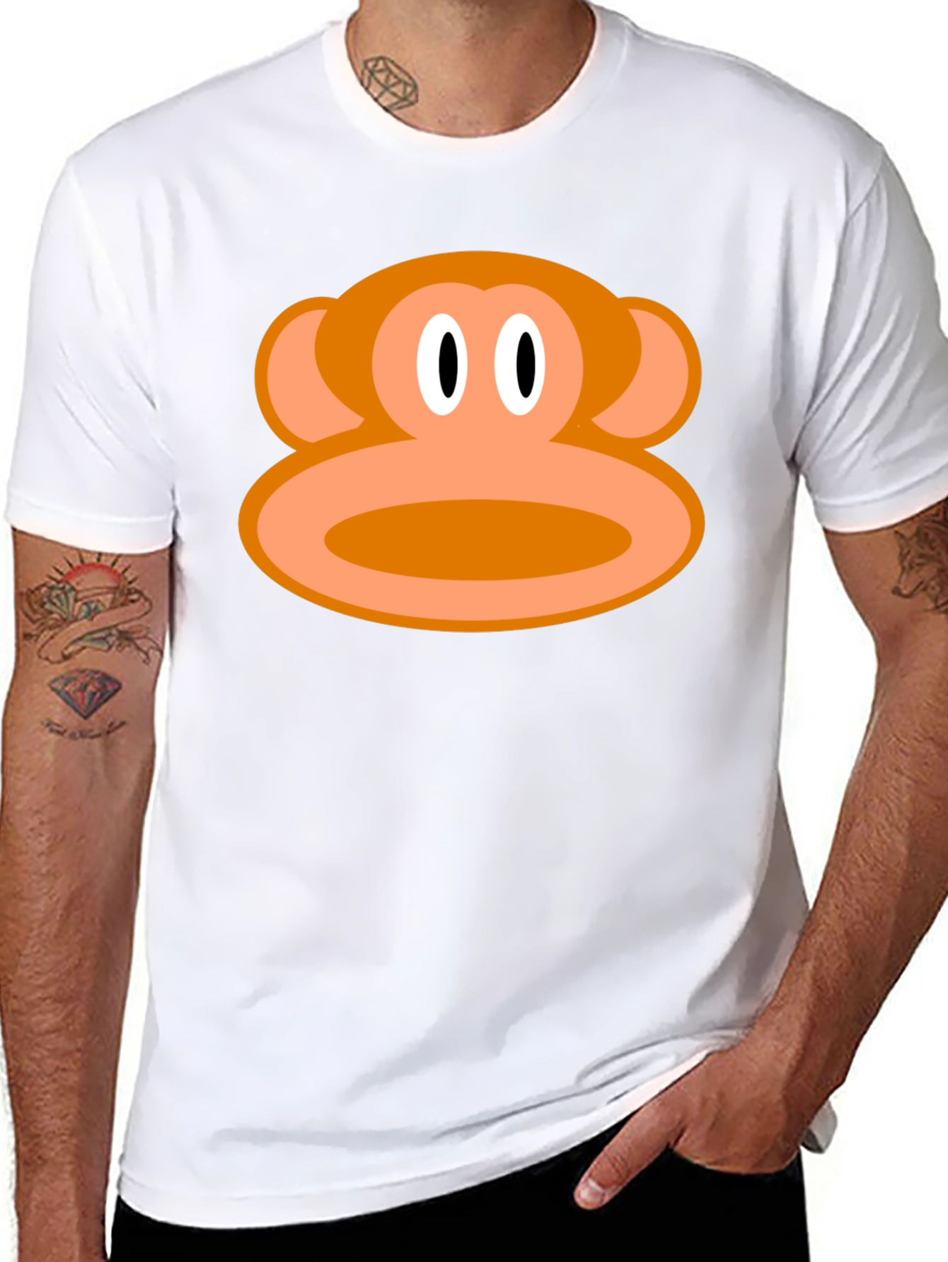 Monkey Face Graphic Tee - Black Cotton T-Shirt