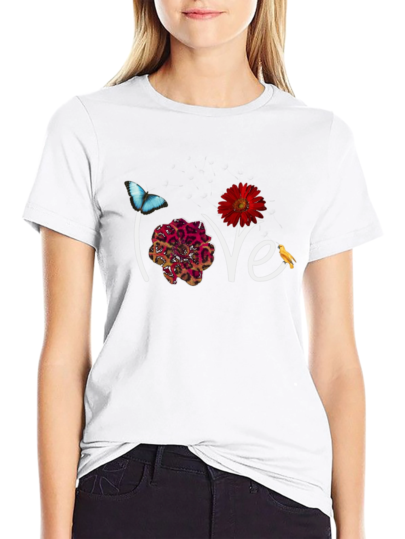 Love Floral Graphic Black T-Shirt