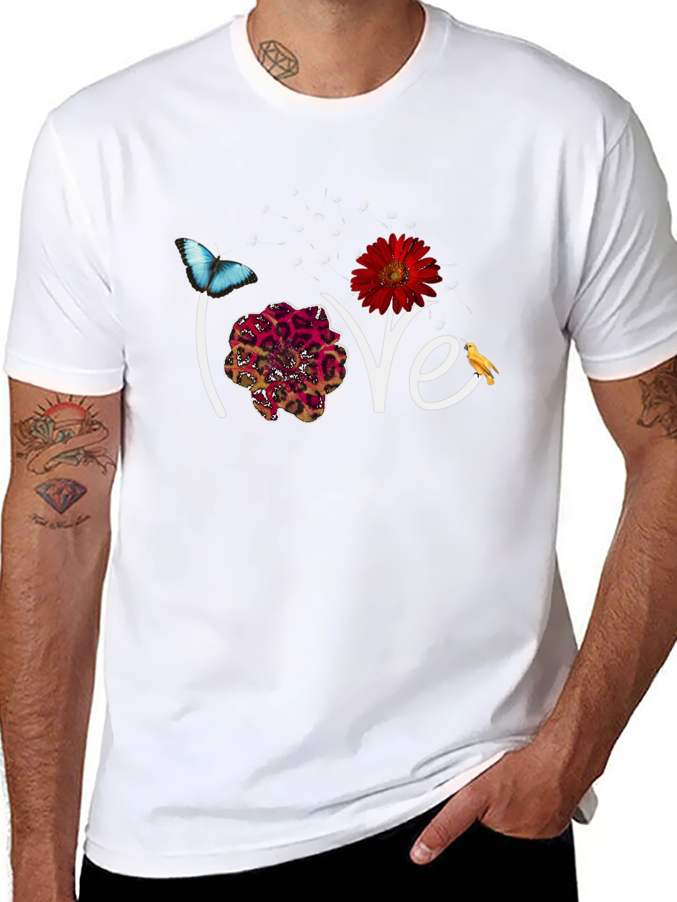 Love Floral Graphic Black T-Shirt