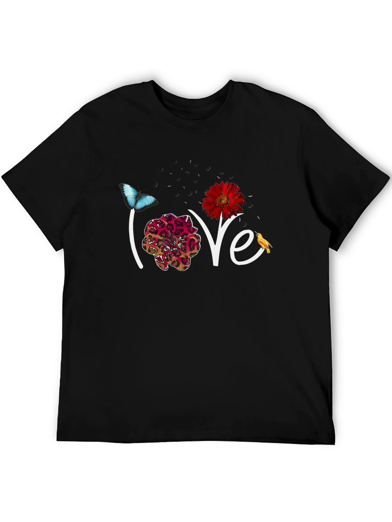 Love Floral Graphic Black T-Shirt