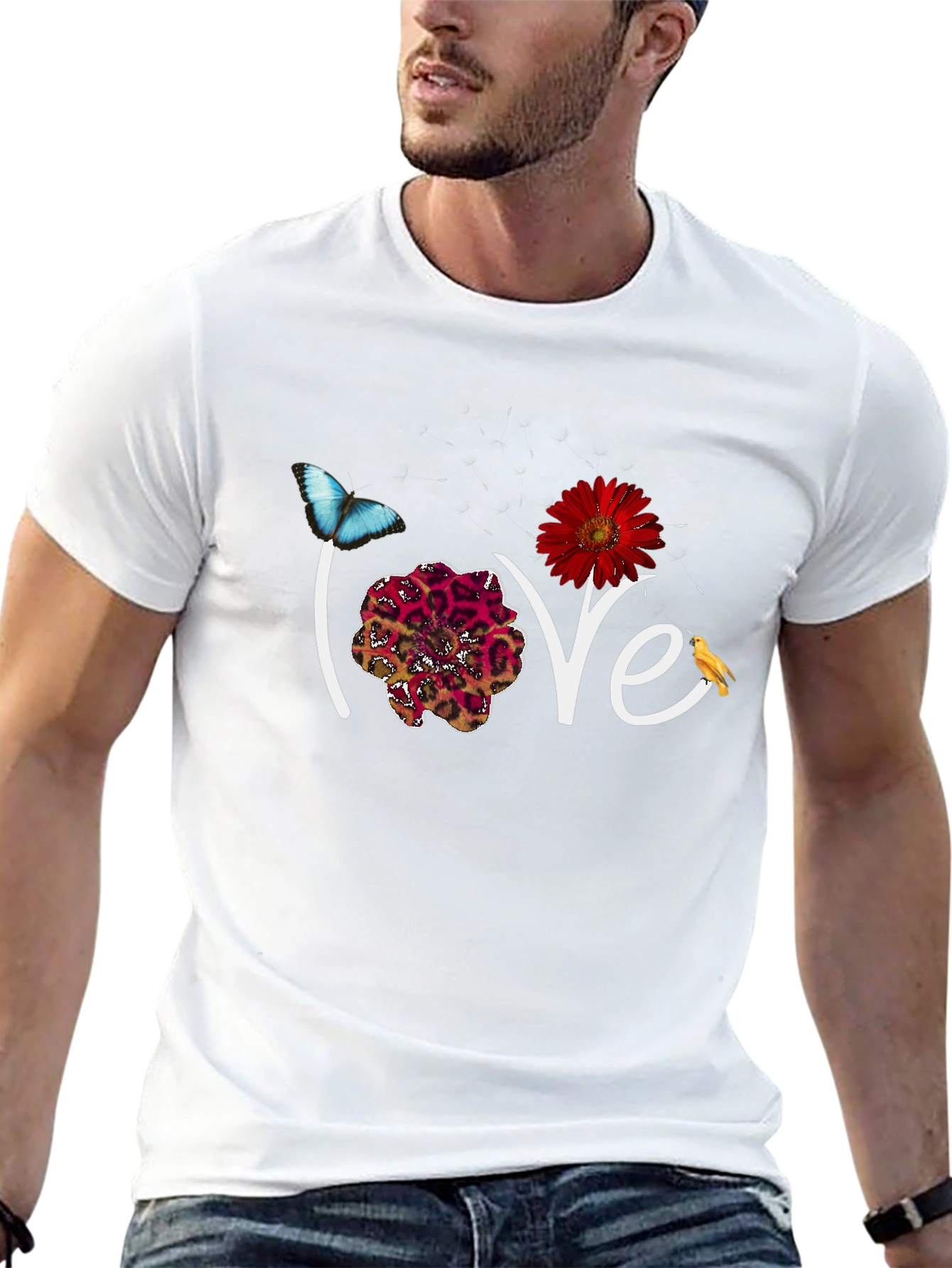Love Floral Graphic Black T-Shirt