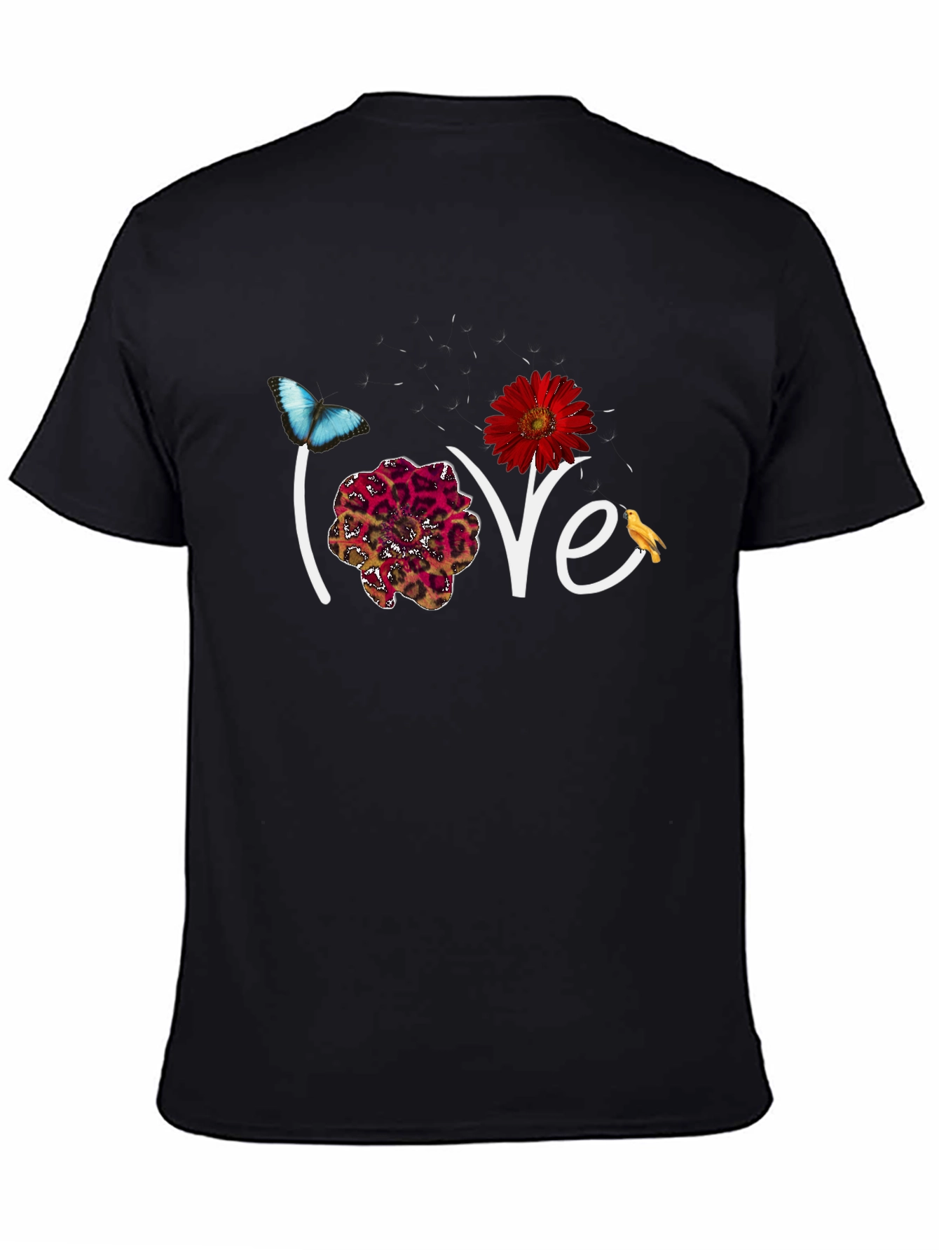 Love Floral Graphic Black T-Shirt
