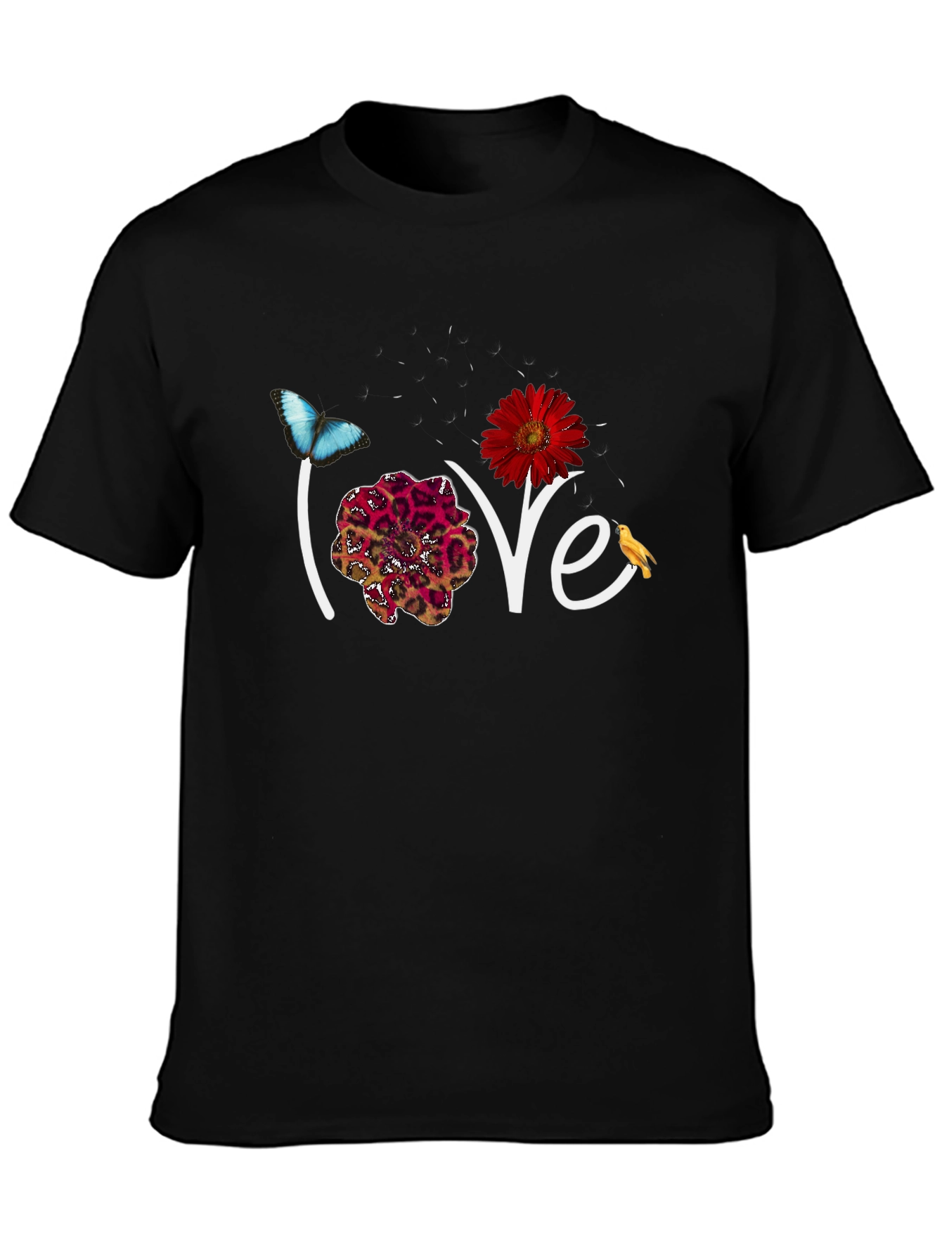 Love Floral Graphic Black T-Shirt