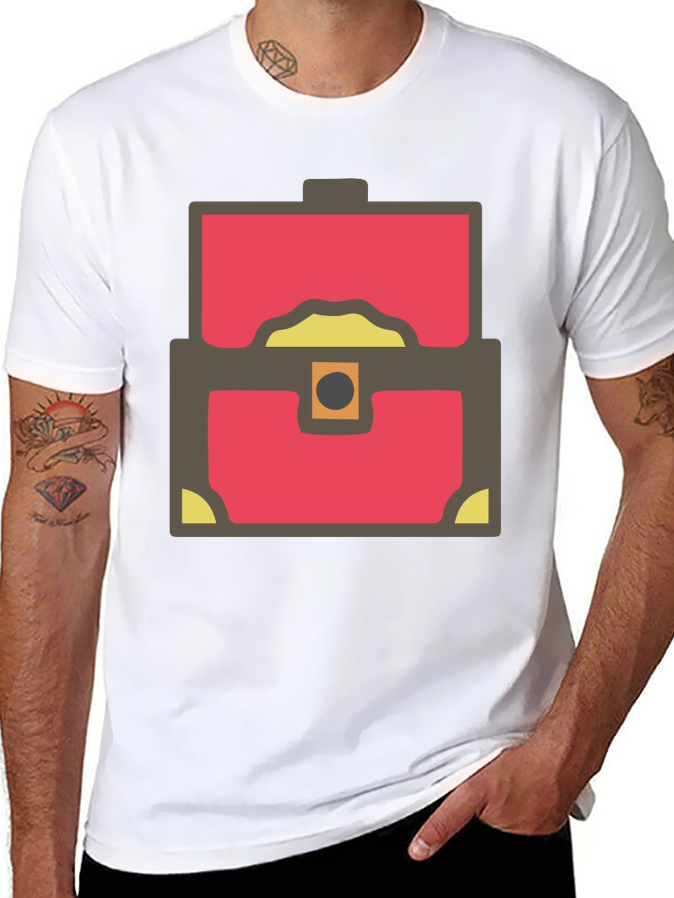 Treasure Chest Graphic Tee - Black Cotton Blend