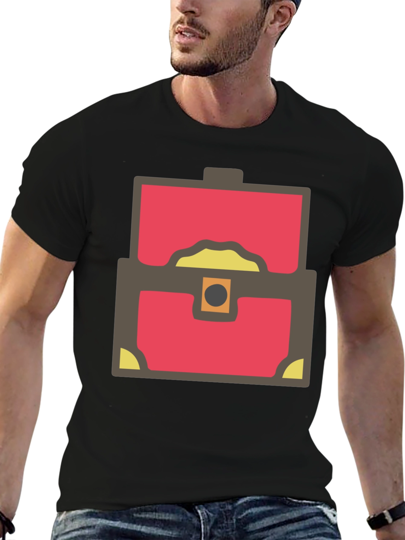 Treasure Chest Graphic Tee - Black Cotton Blend