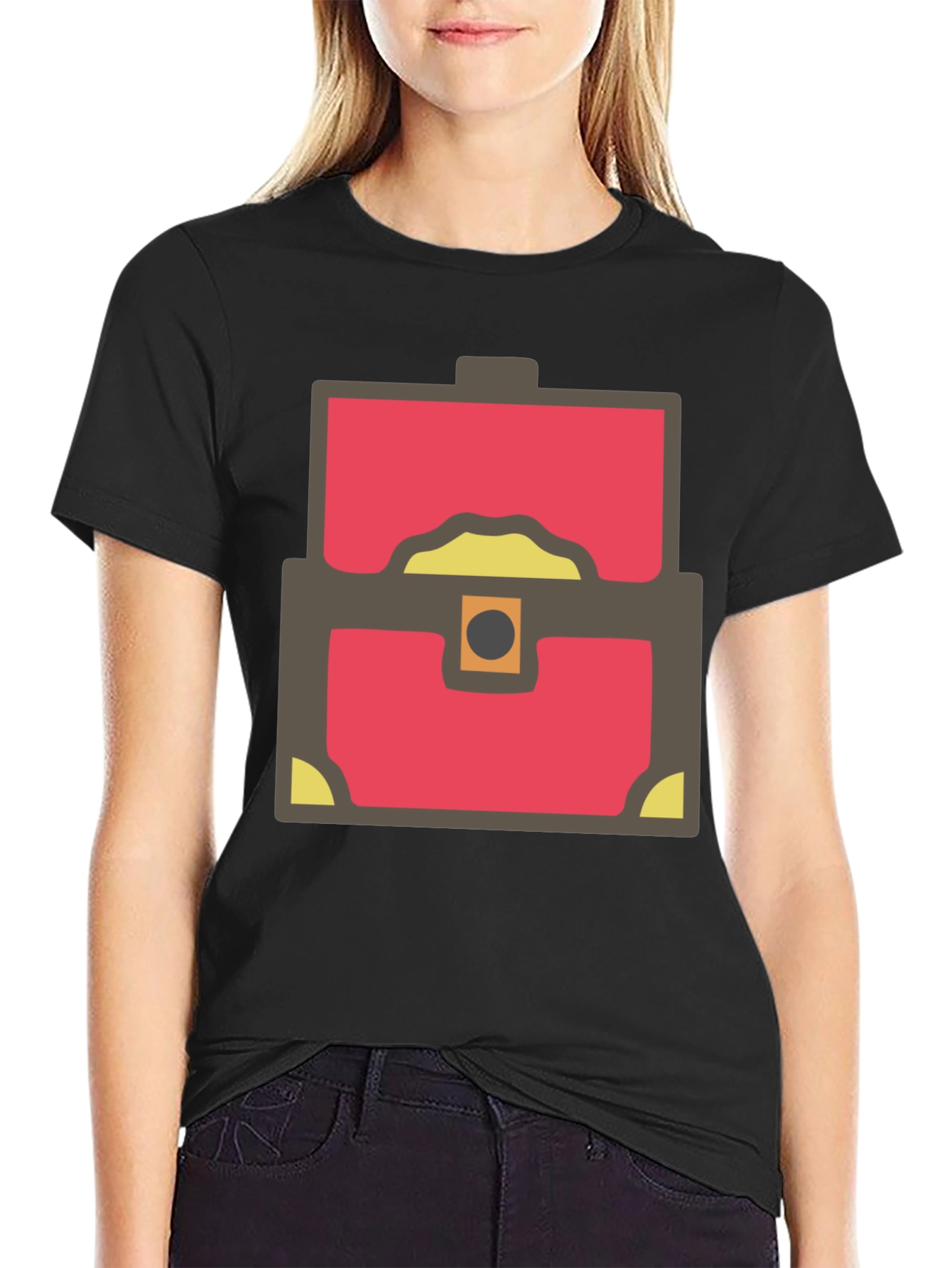 Treasure Chest Graphic Tee - Black Cotton Blend