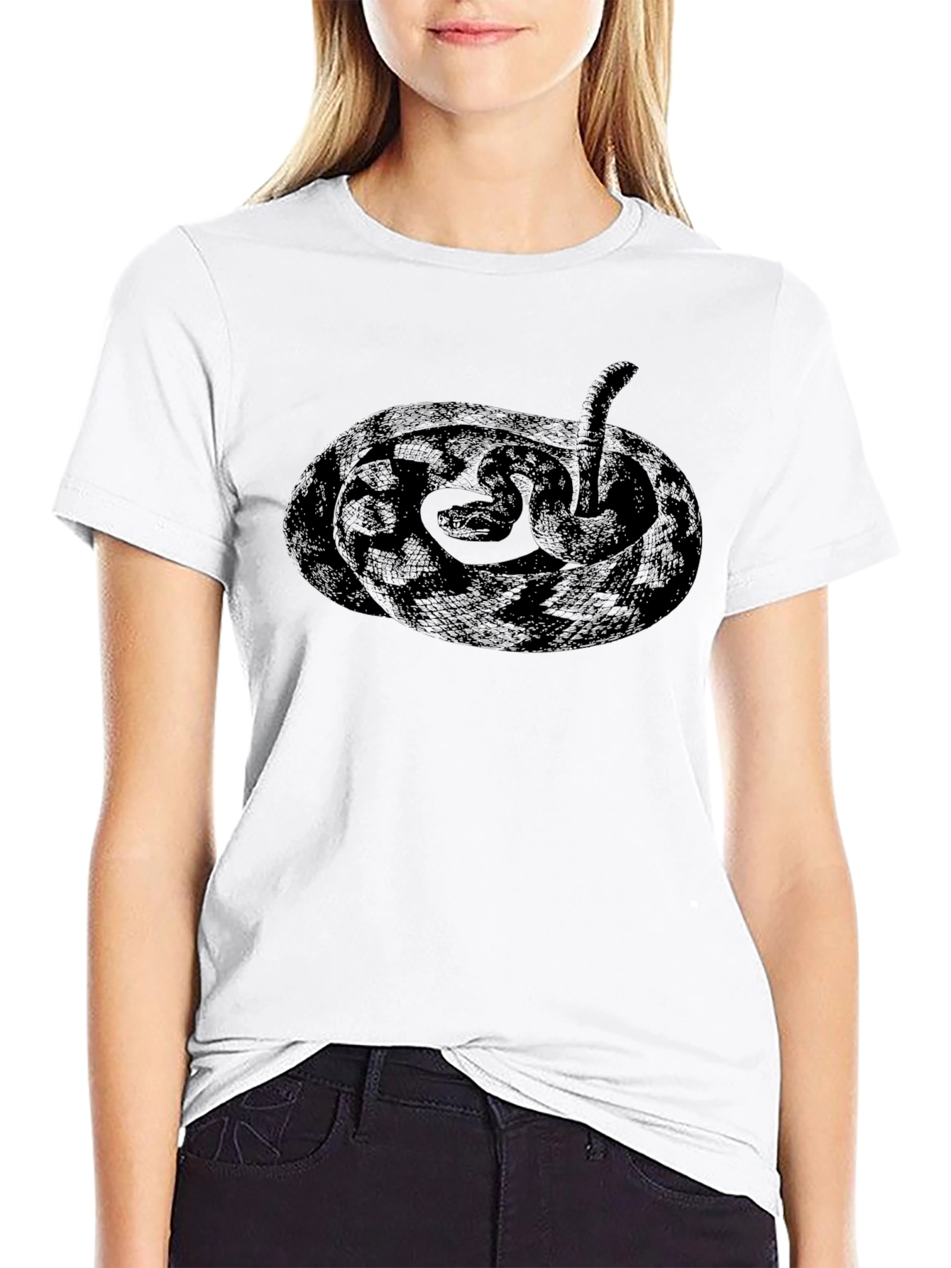 Snake Graphic Tee - Black Cotton T-Shirt