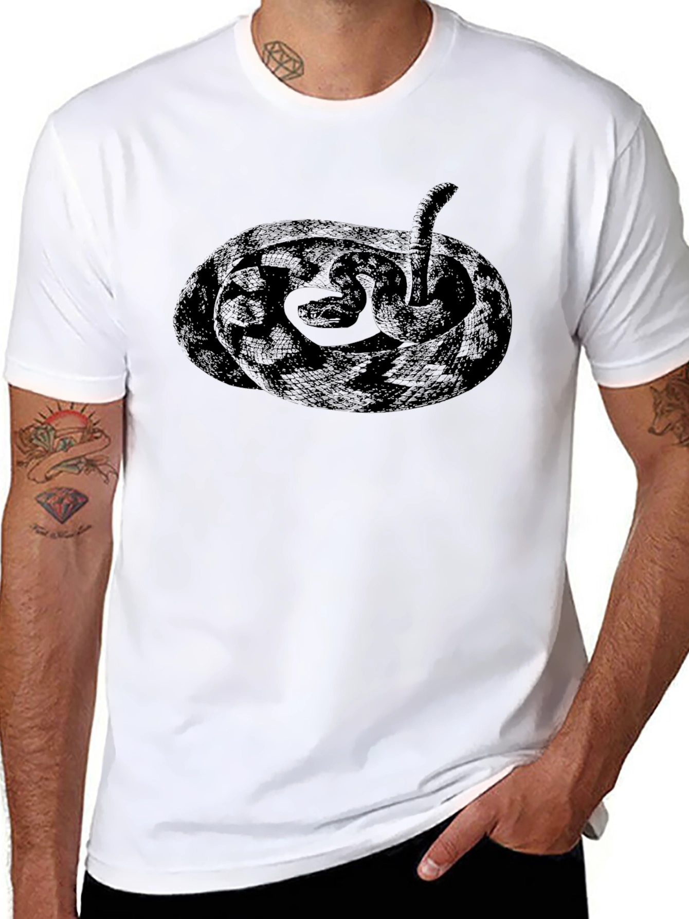 Snake Graphic Tee - Black Cotton T-Shirt