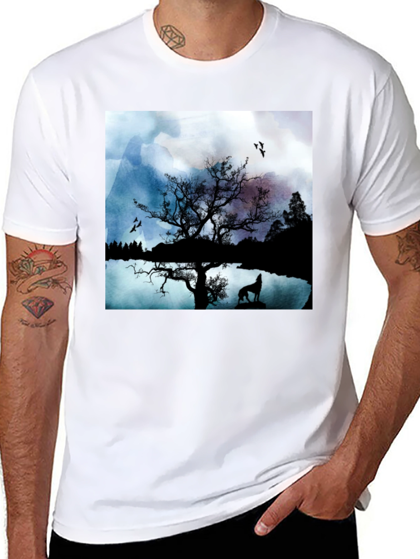 Wolf Silhouette T-Shirt - Nature Scene Tee
