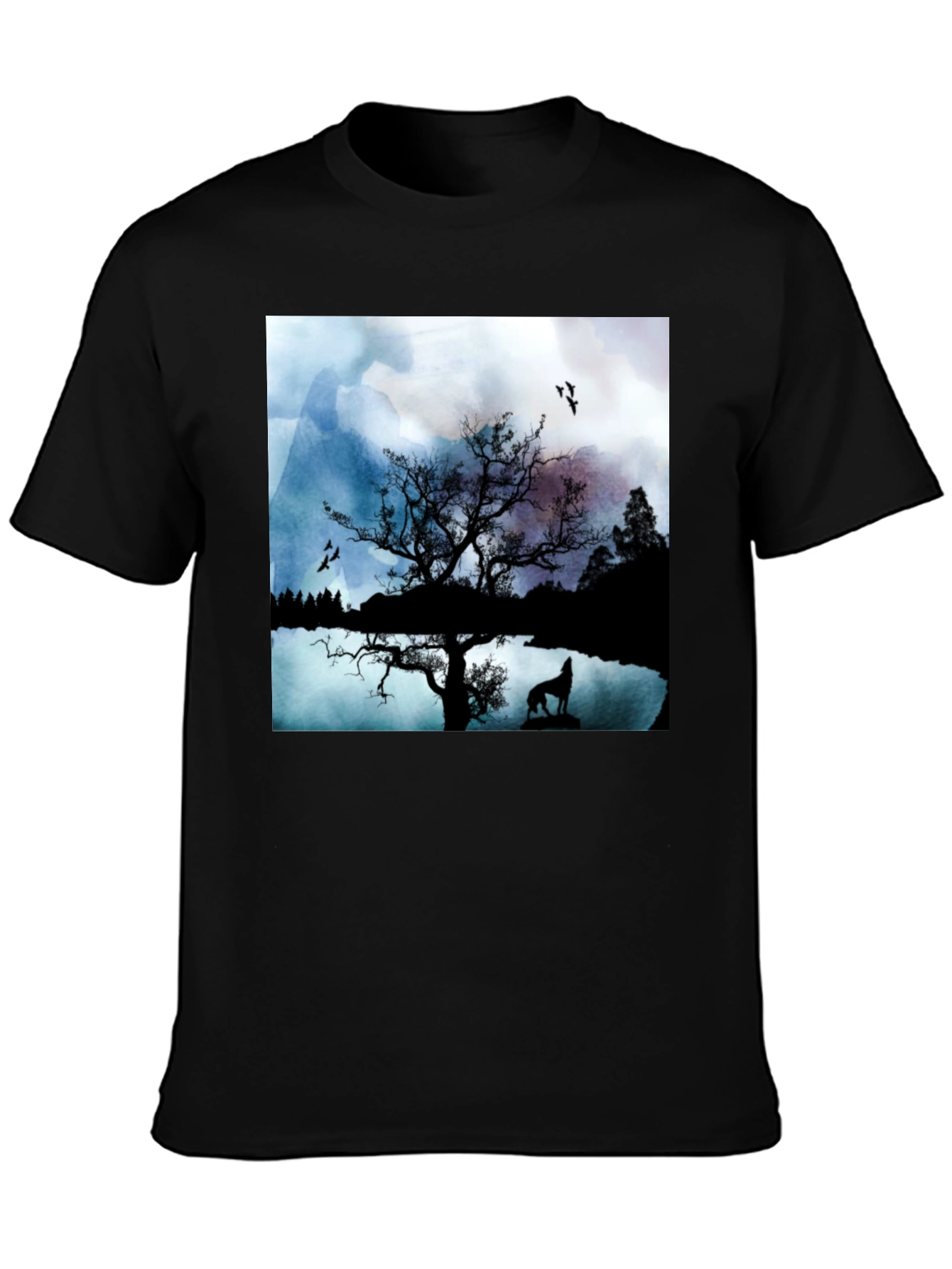 Wolf Silhouette T-Shirt - Nature Scene Tee