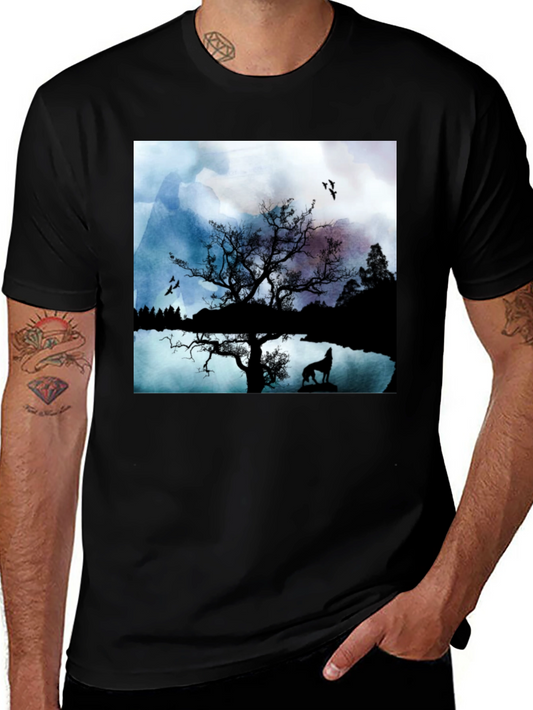 Wolf Silhouette T-Shirt - Nature Scene Tee
