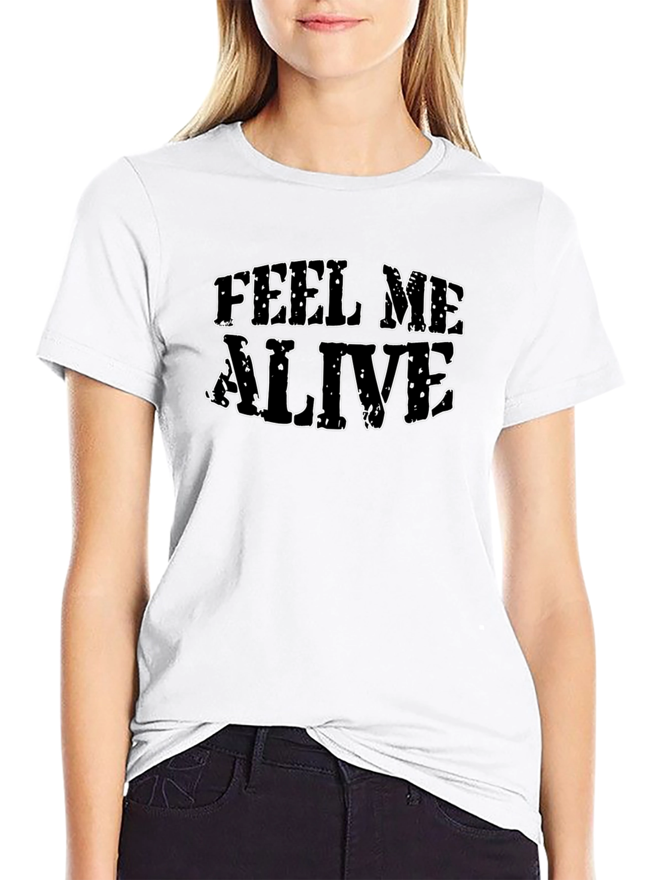 Feel Me Alive Graphic Black T-Shirt