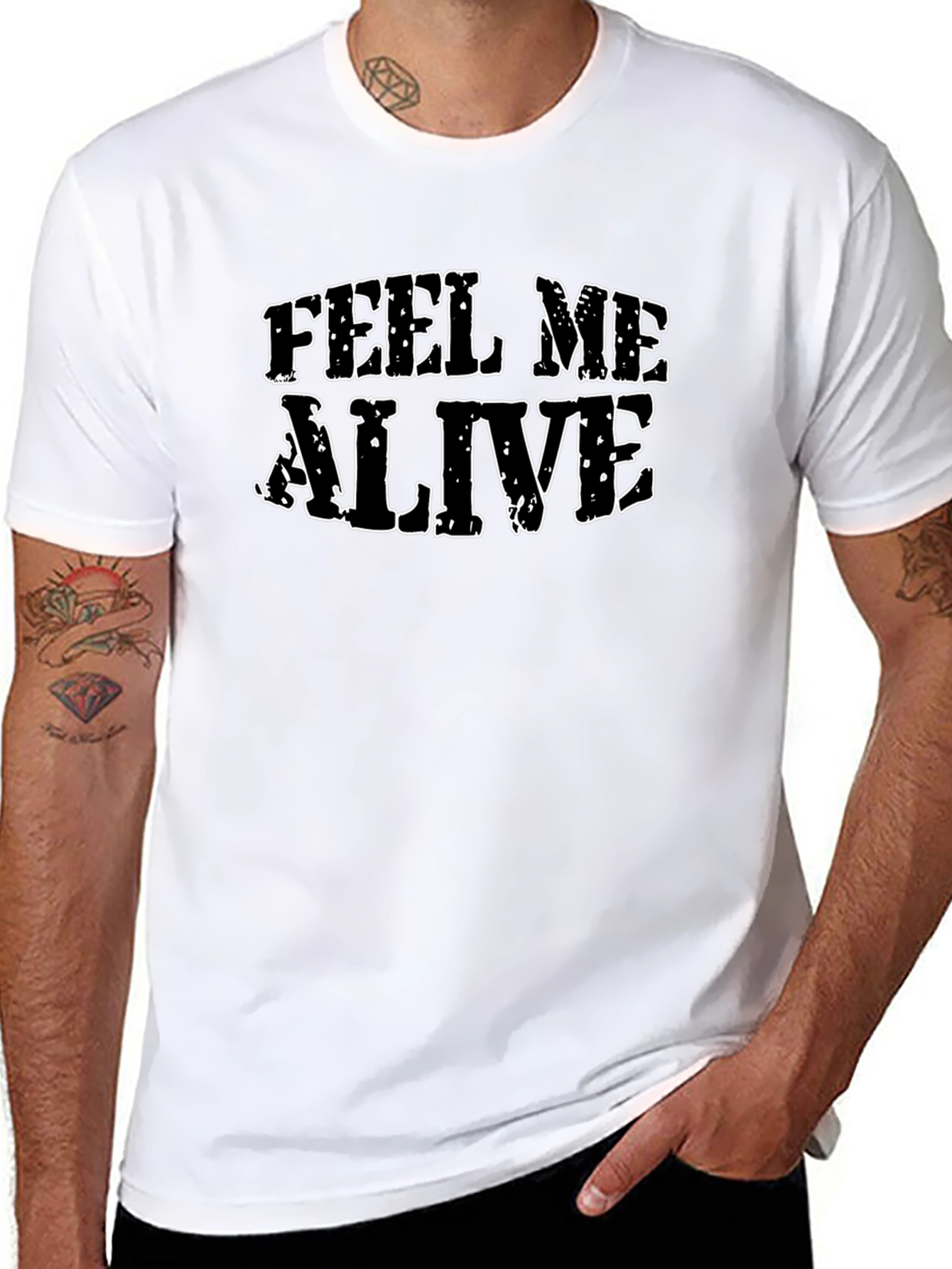Feel Me Alive Graphic Black T-Shirt