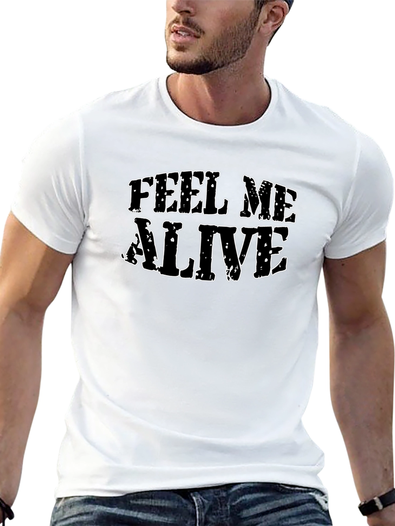 Feel Me Alive Graphic Black T-Shirt