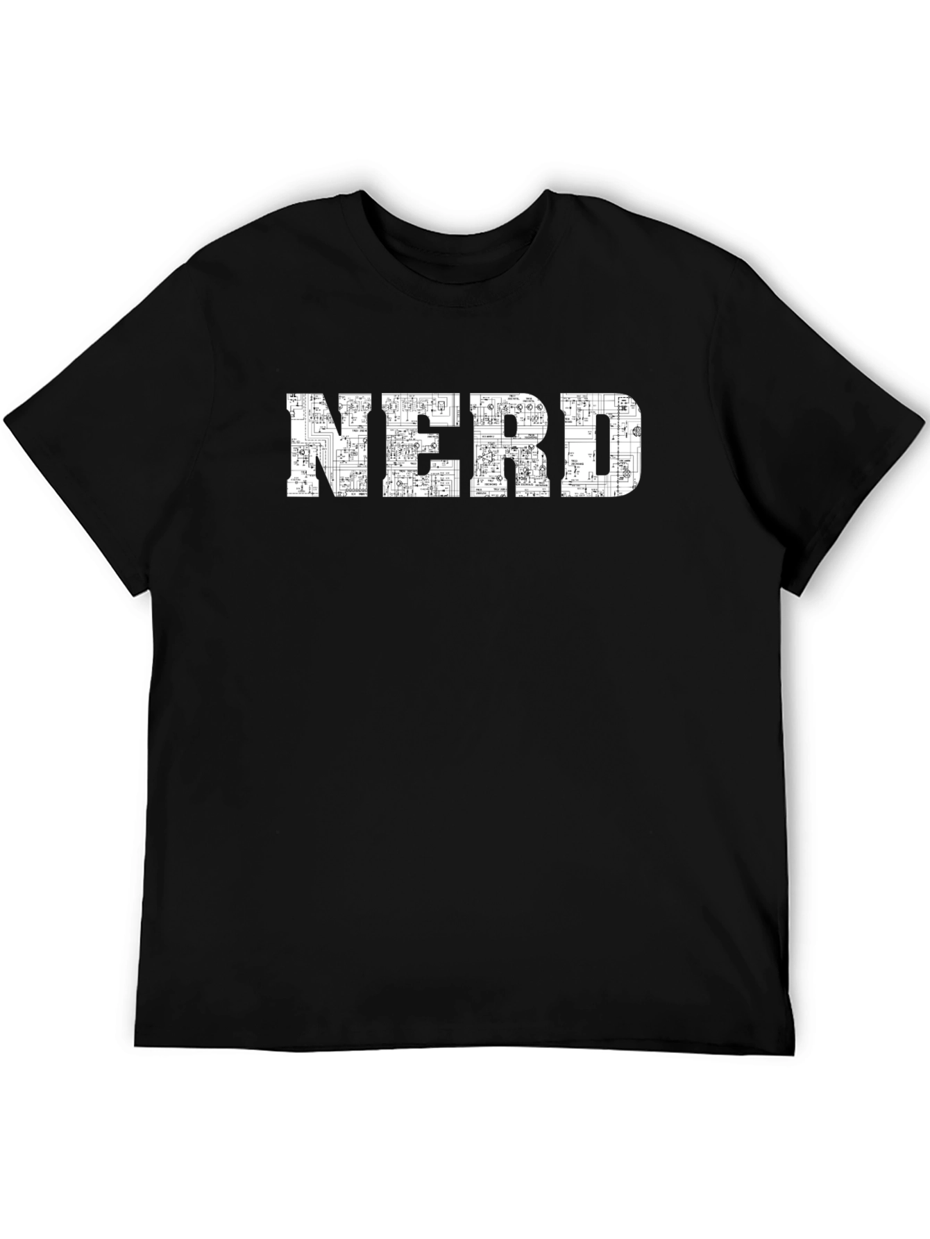 Nerd Circuit Board Graphic Print Black T-Shirt