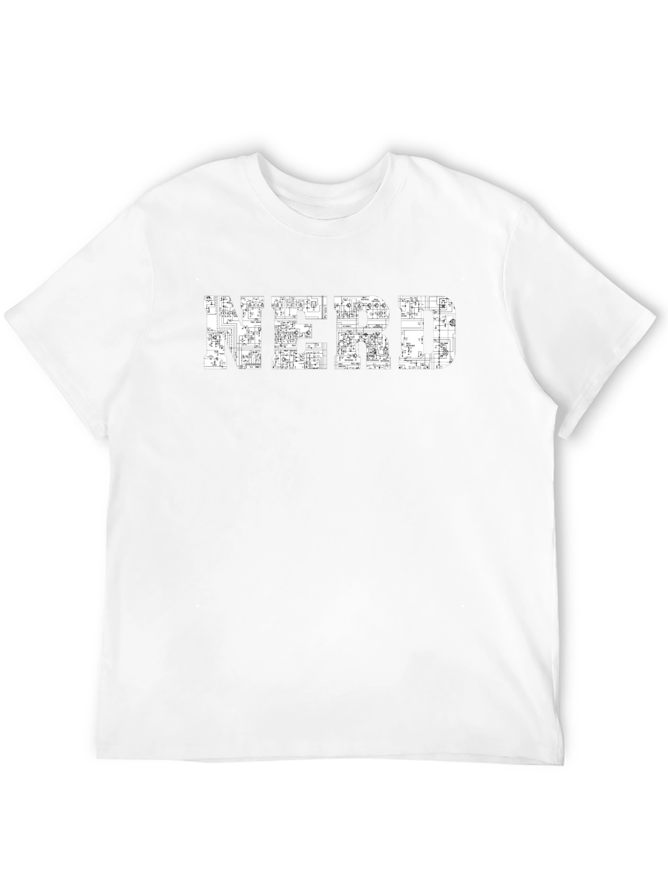 Nerd Circuit Board Graphic Print Black T-Shirt