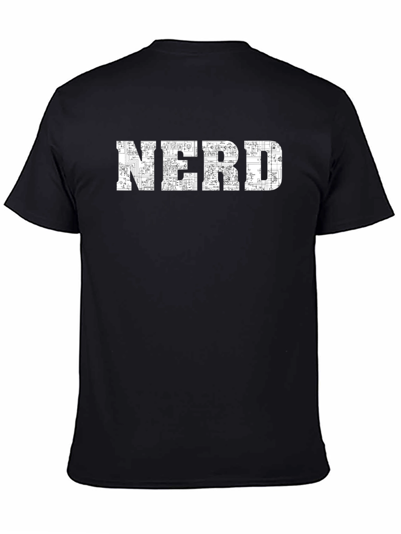 Nerd Circuit Board Graphic Print Black T-Shirt