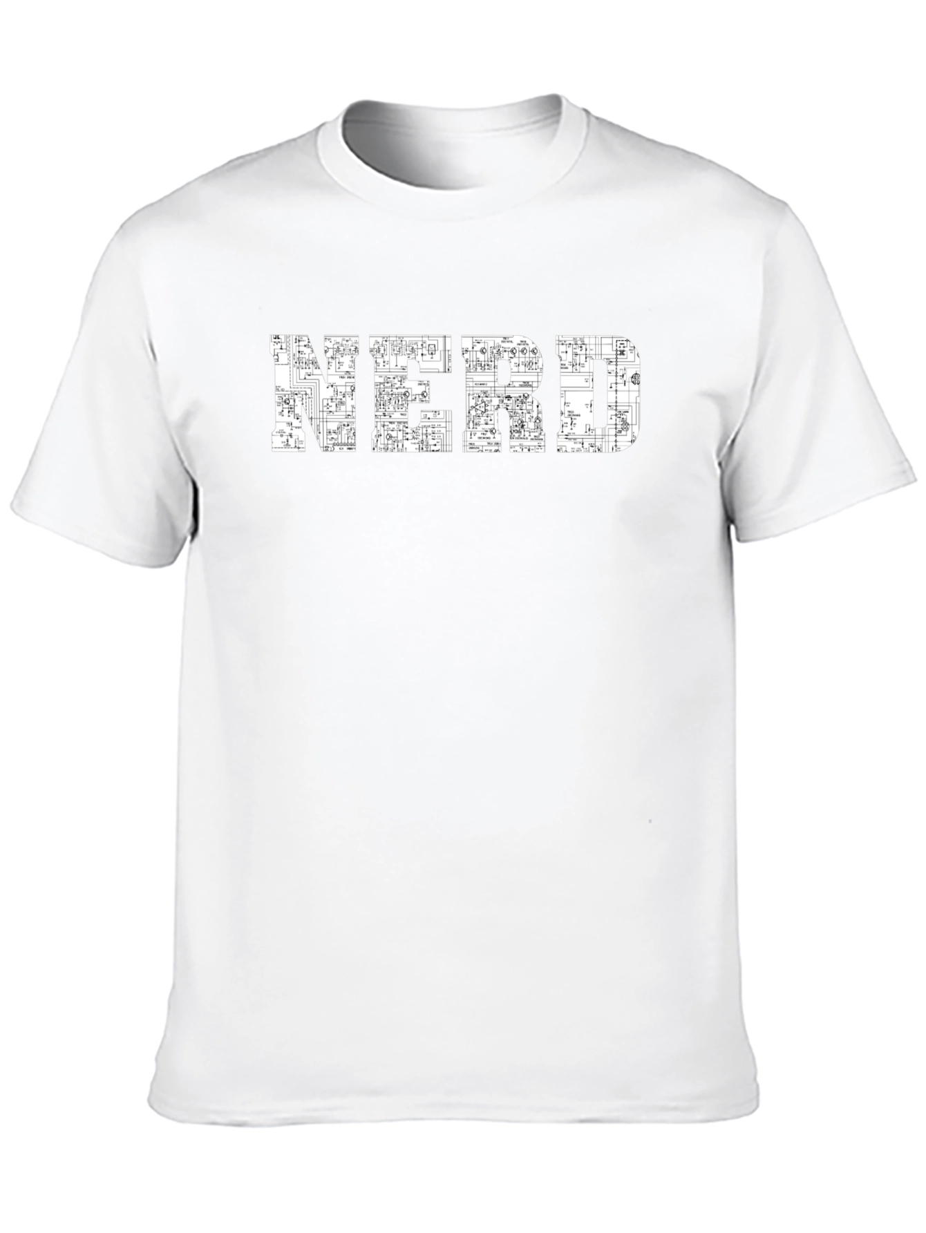 Nerd Circuit Board Graphic Print Black T-Shirt