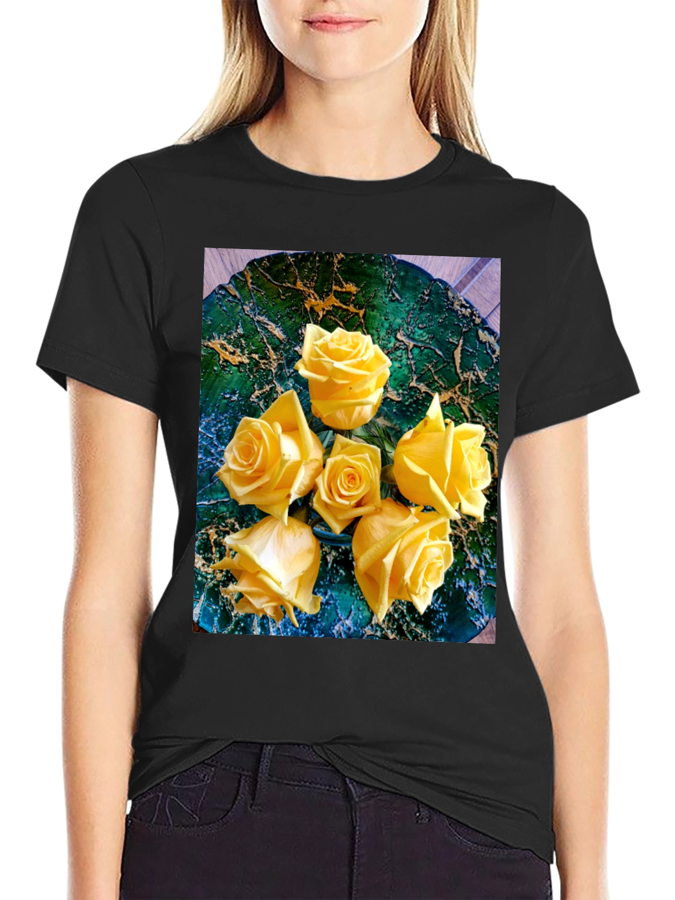 Yellow Rose Graphic Tee - Floral Art T-Shirt