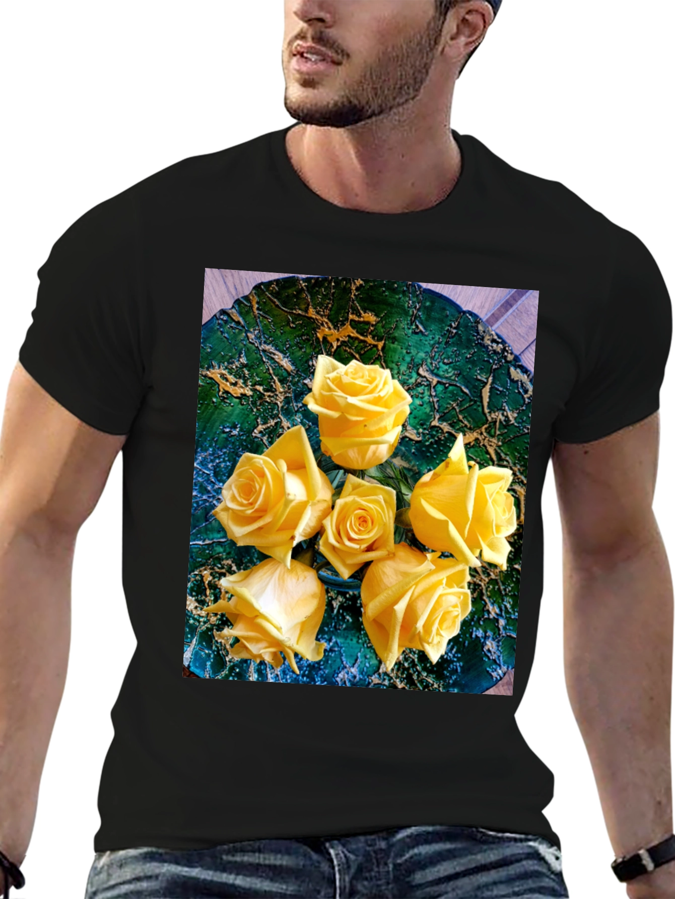 Yellow Rose Graphic Tee - Floral Art T-Shirt