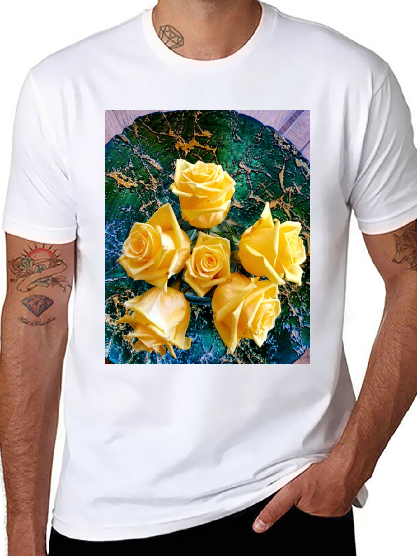 Yellow Rose Graphic Tee - Floral Art T-Shirt