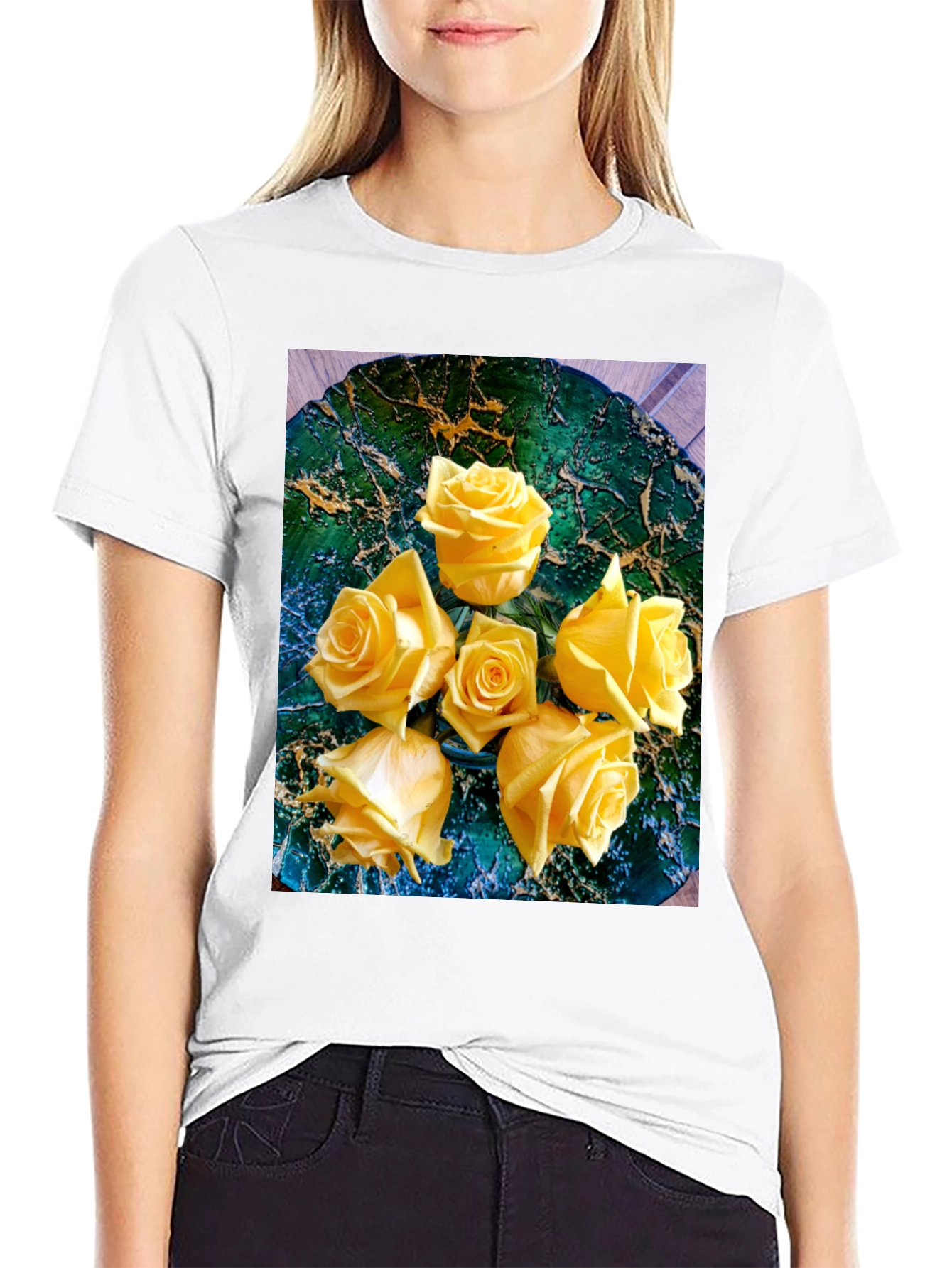 Yellow Rose Graphic Tee - Floral Art T-Shirt
