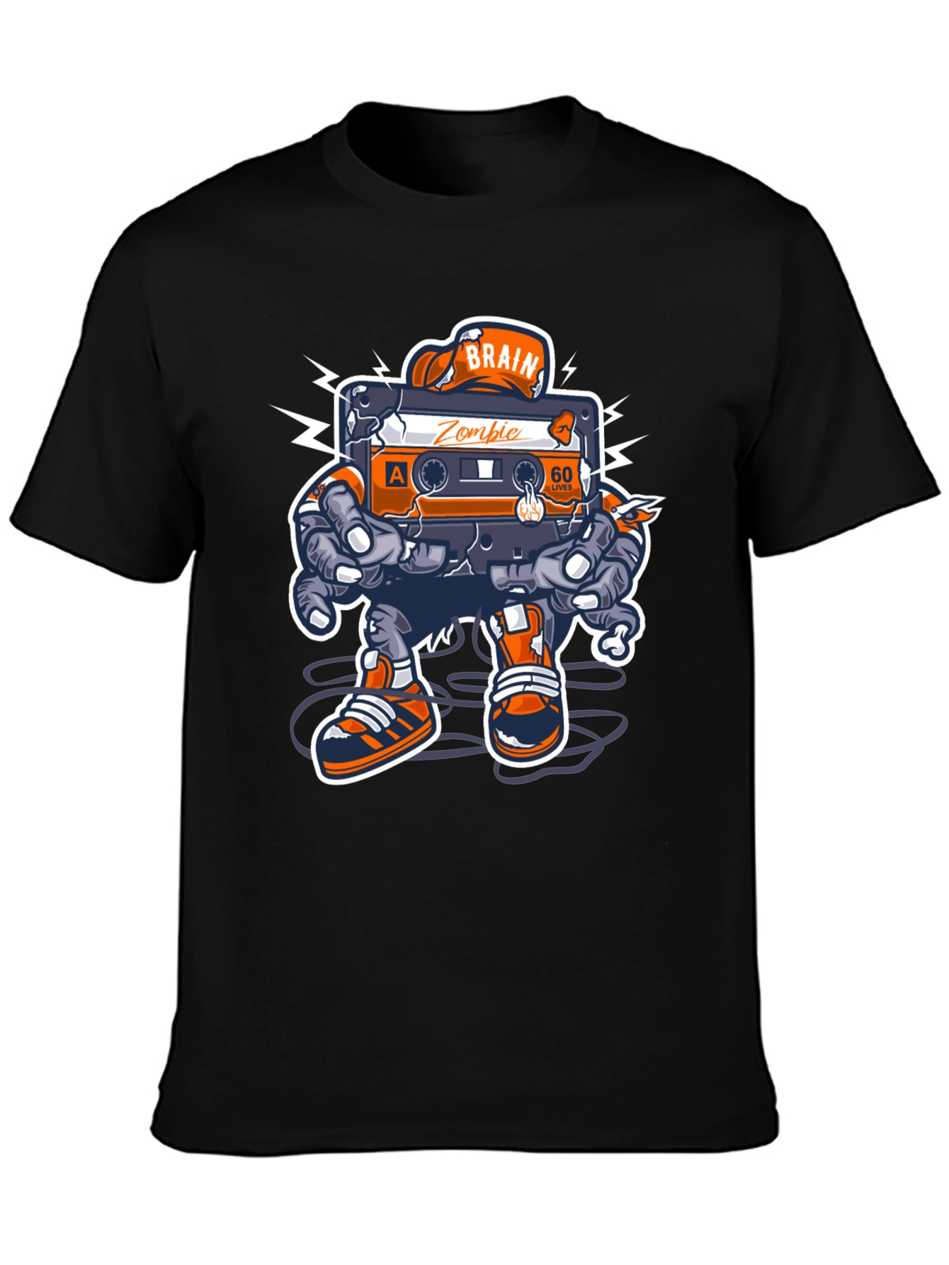 Zombie Brain Cassette Tape Graphic Tee - Black