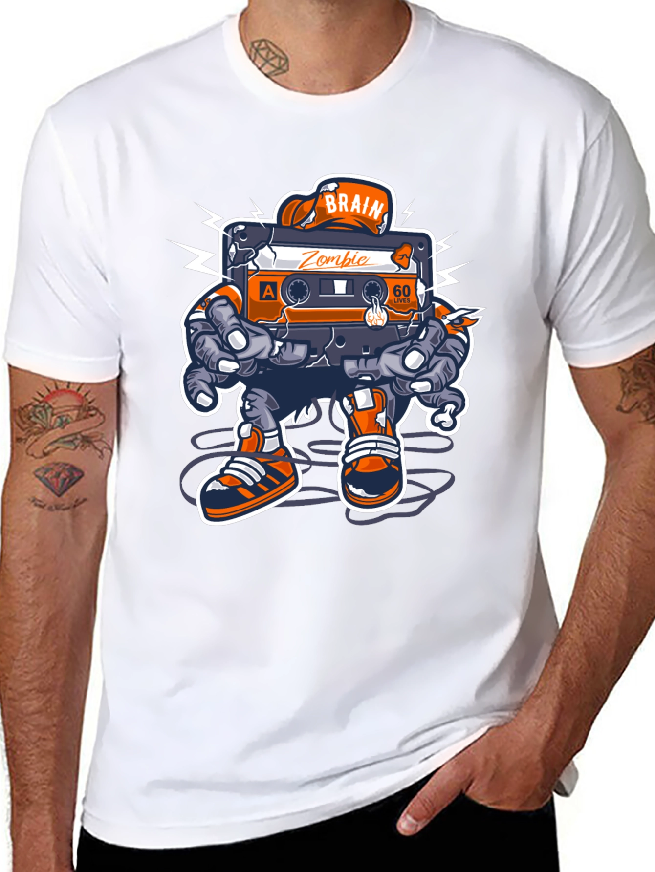 Zombie Brain Cassette Tape Graphic Tee - Black