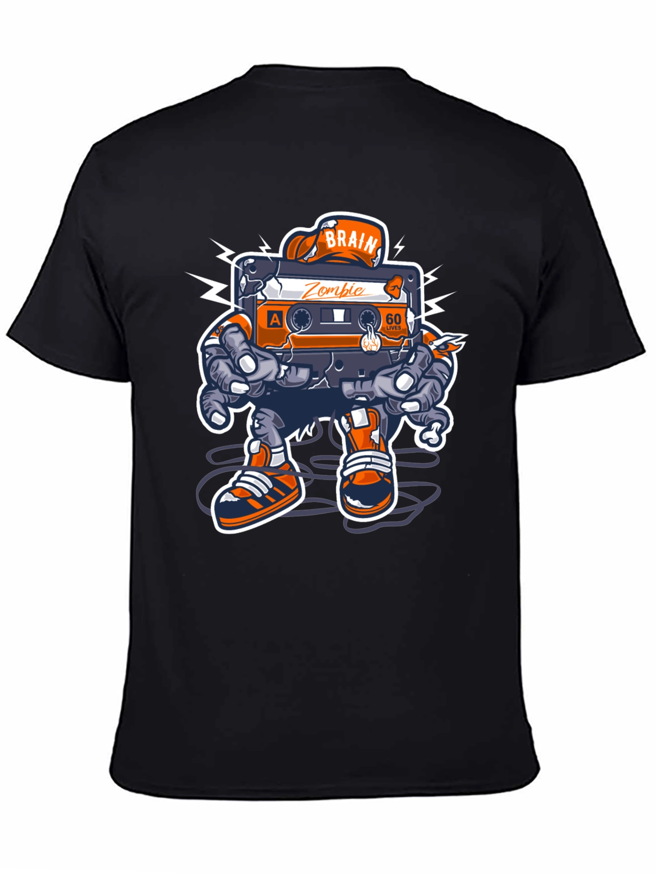 Zombie Brain Cassette Tape Graphic Tee - Black