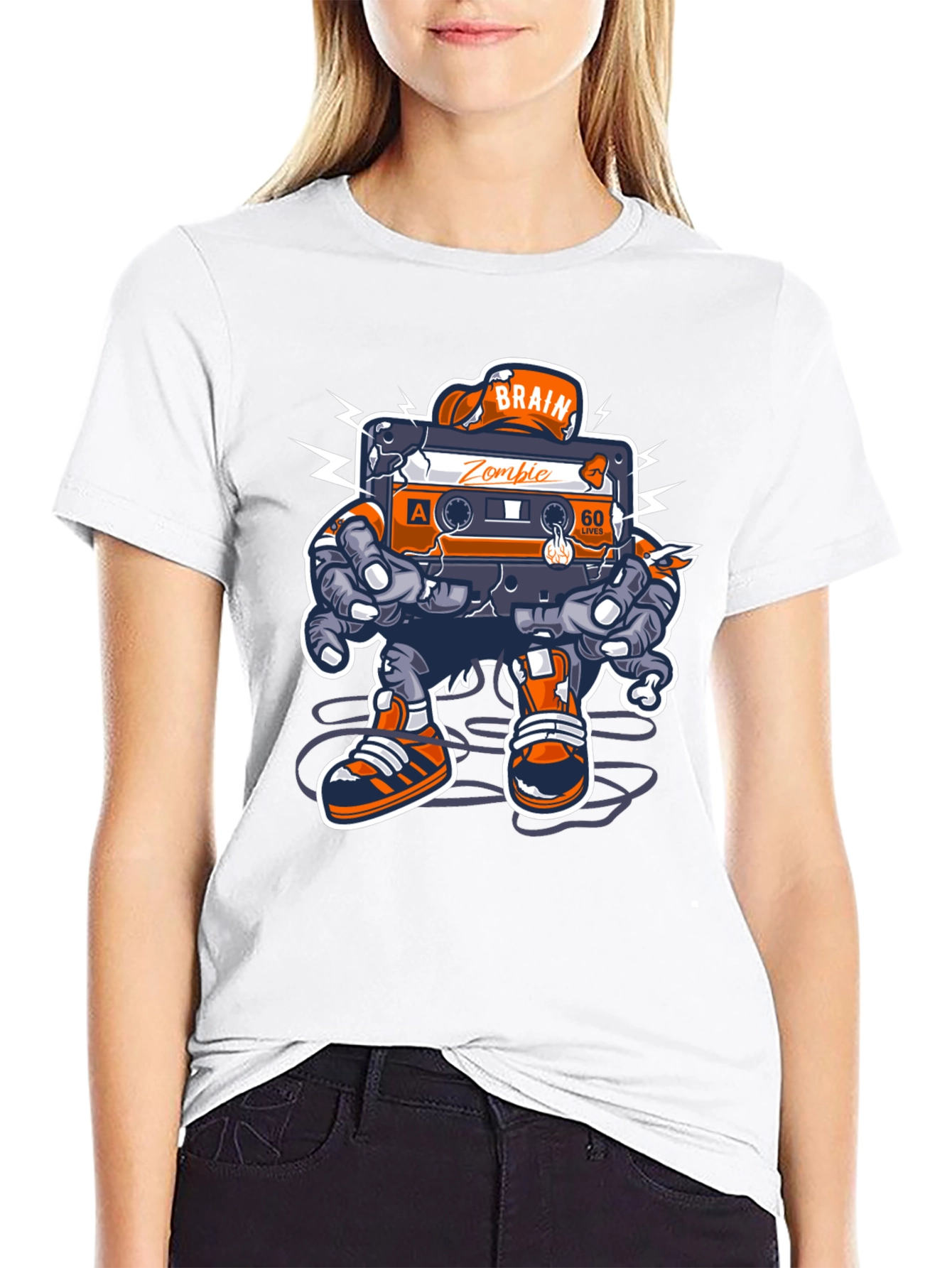 Zombie Brain Cassette Tape Graphic Tee - Black