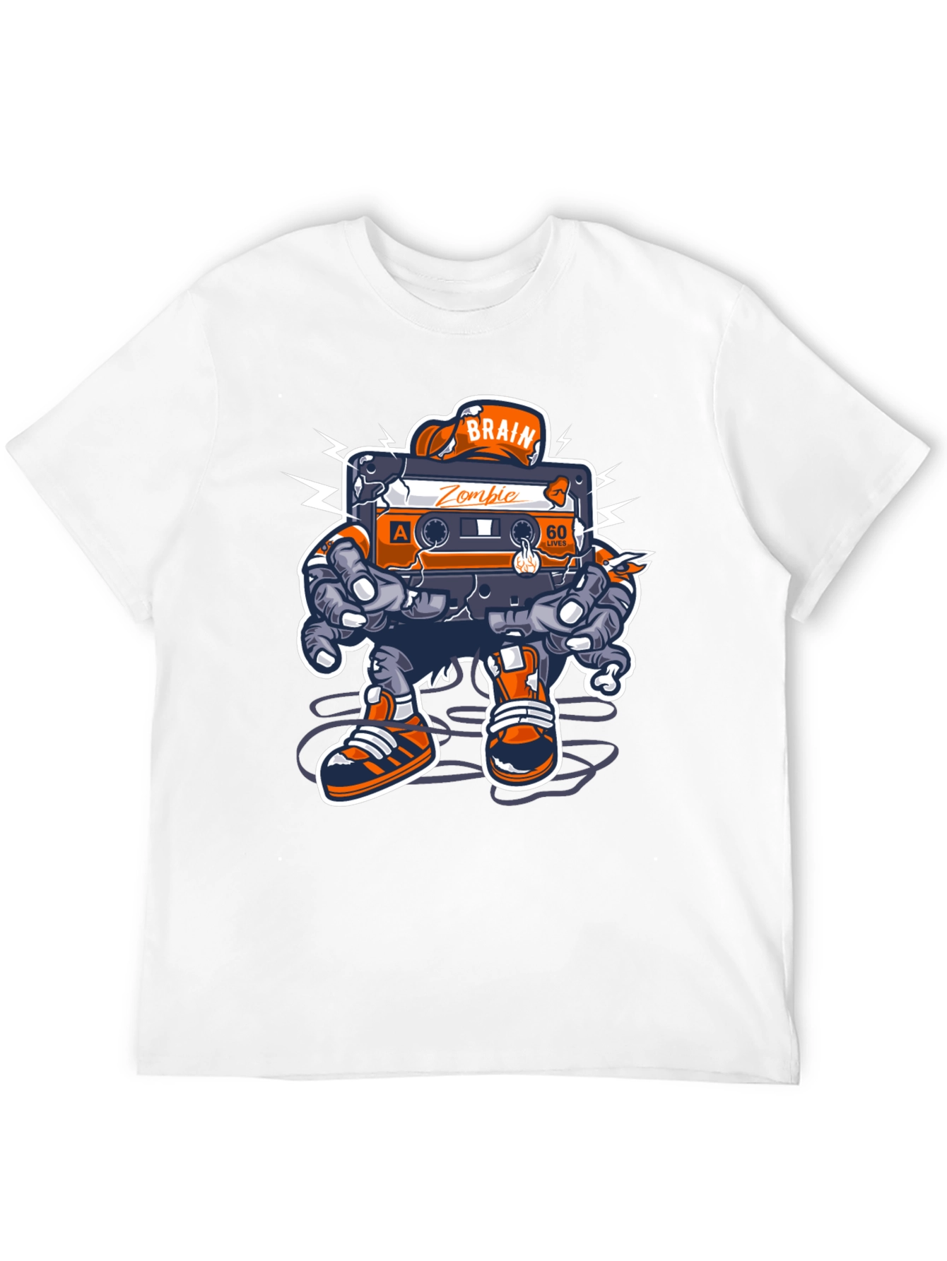 Zombie Brain Cassette Tape Graphic Tee - Black