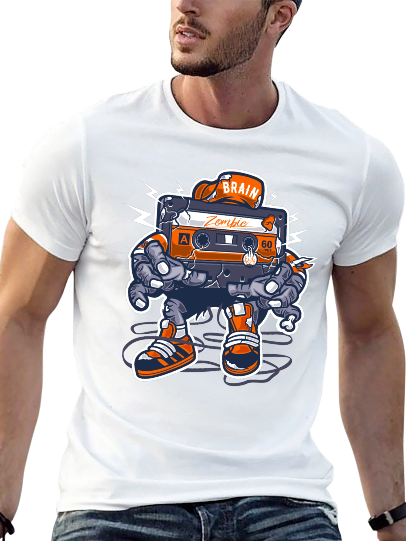 Zombie Brain Cassette Tape Graphic Tee - Black