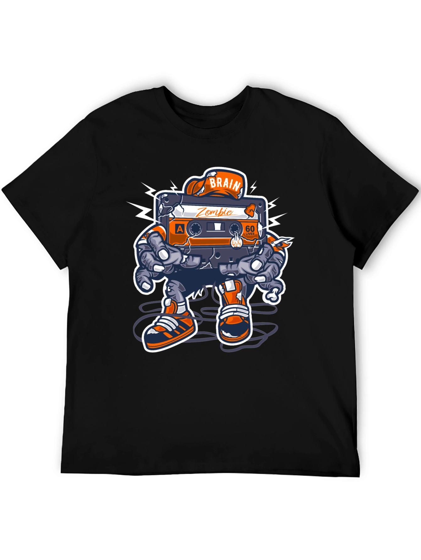 Zombie Brain Cassette Tape Graphic Tee - Black