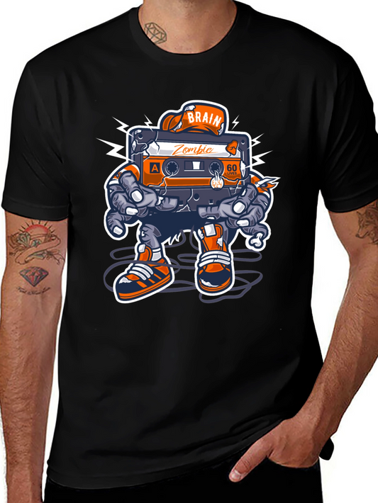 Zombie Brain Cassette Tape Graphic Tee - Black
