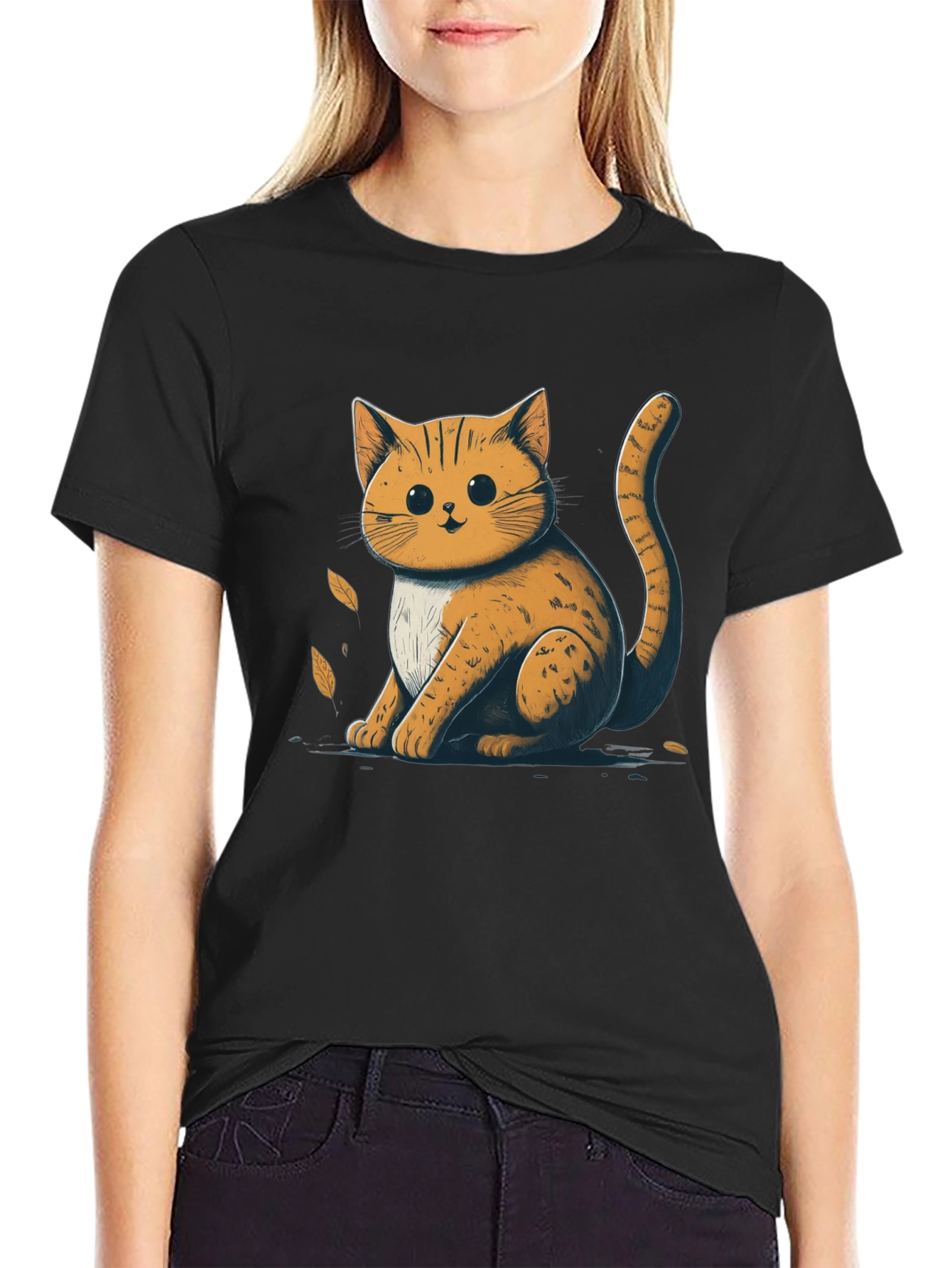 Cute Cat Graphic T-Shirt - Unisex Black Tee