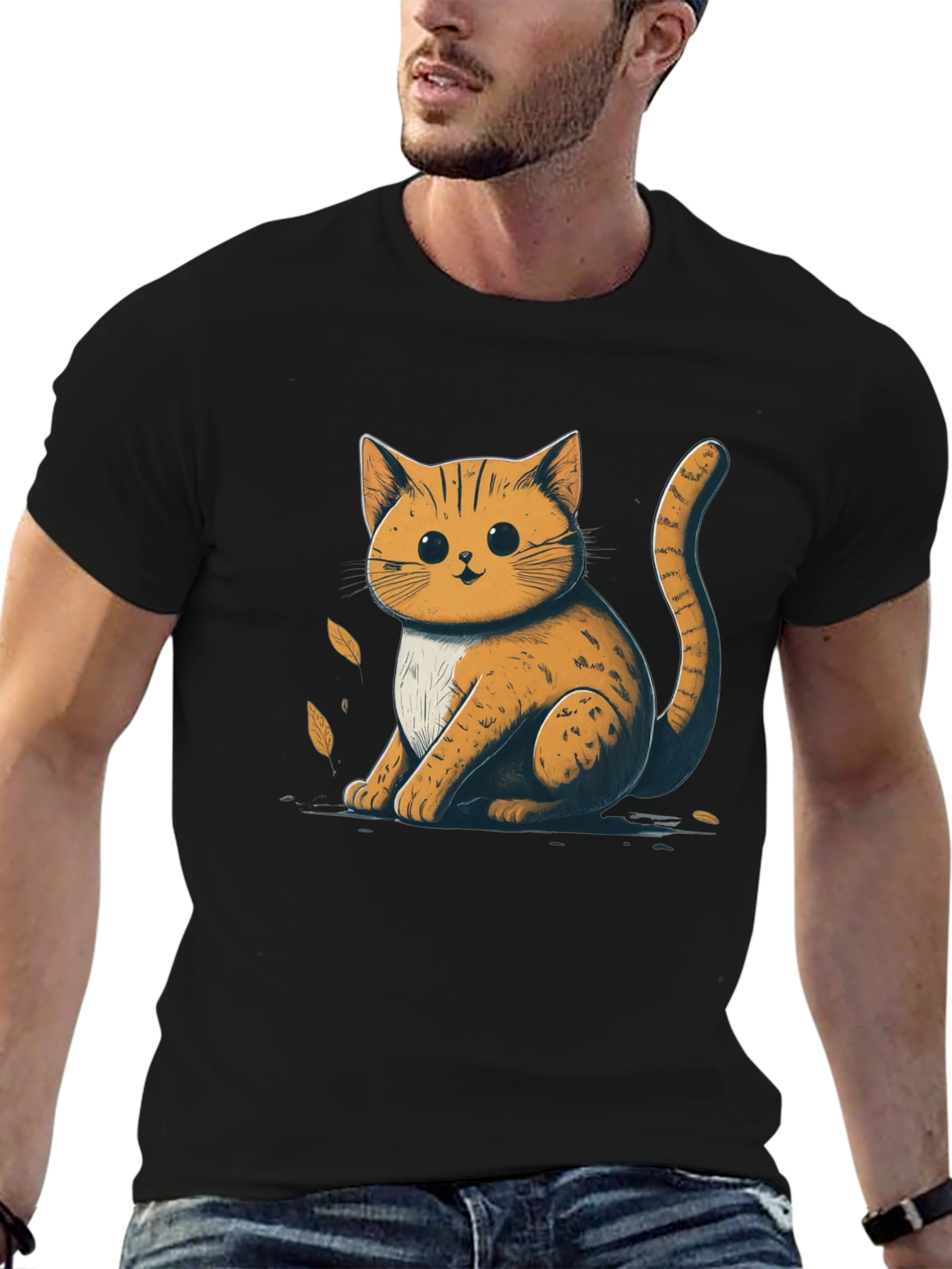 Cute Cat Graphic T-Shirt - Unisex Black Tee