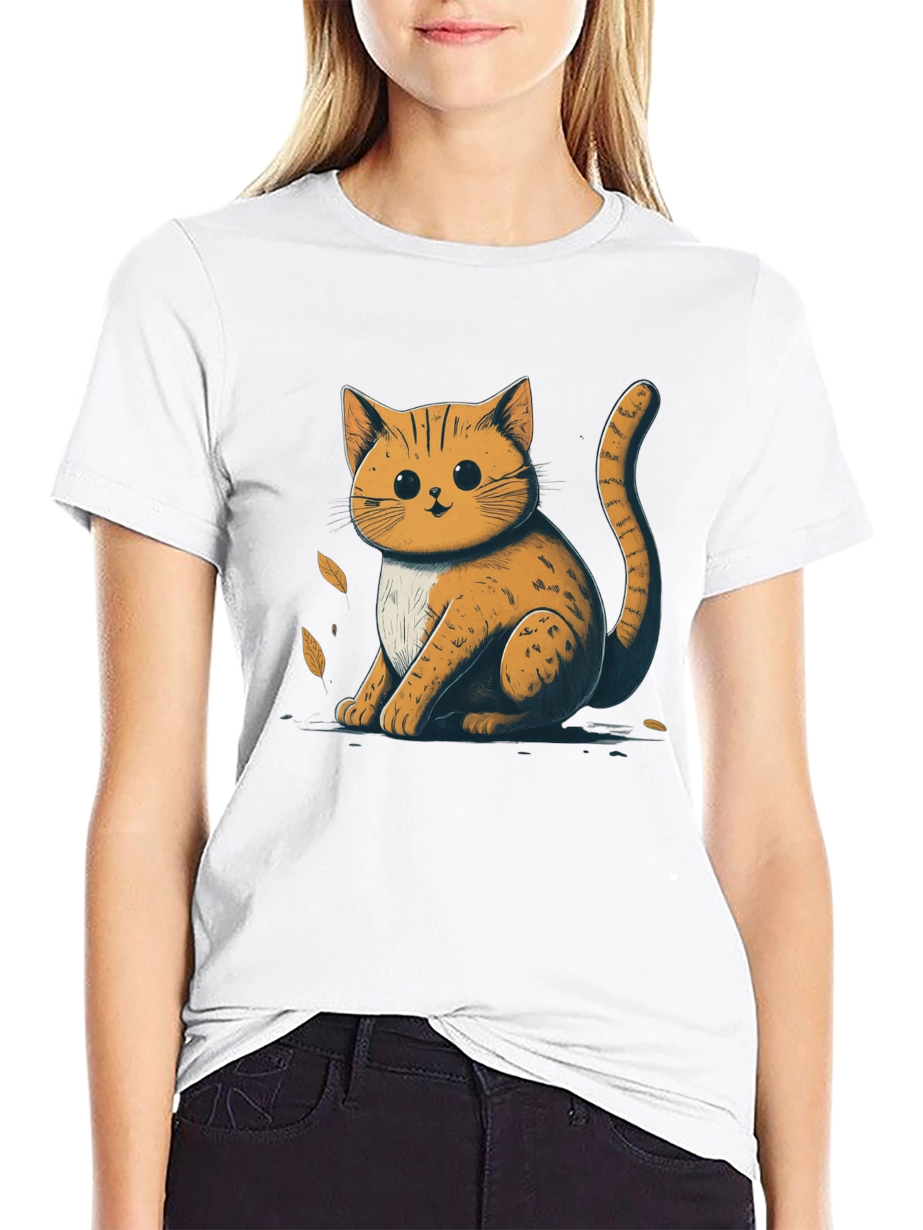 Cute Cat Graphic T-Shirt - Unisex Black Tee