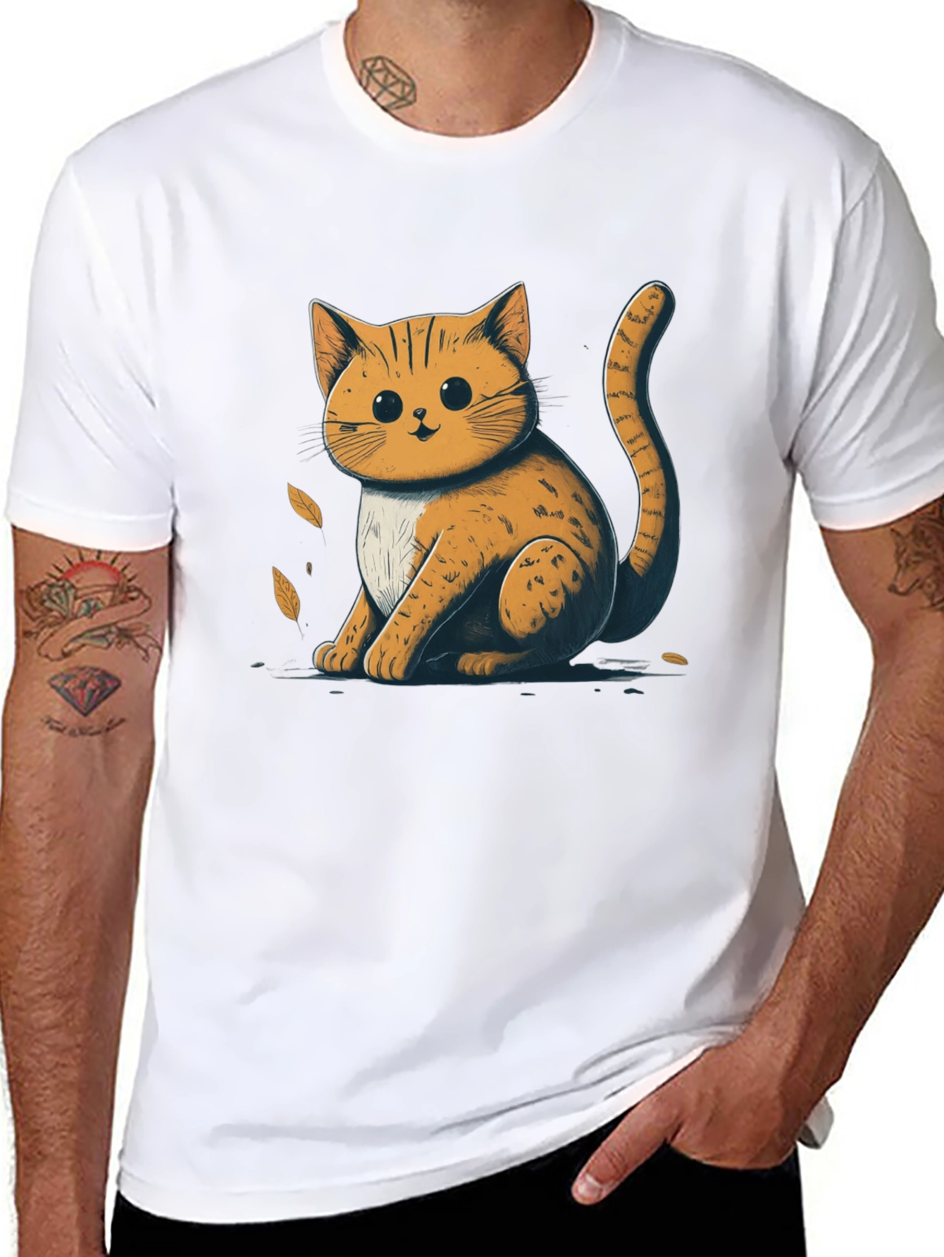 Cute Cat Graphic T-Shirt - Unisex Black Tee