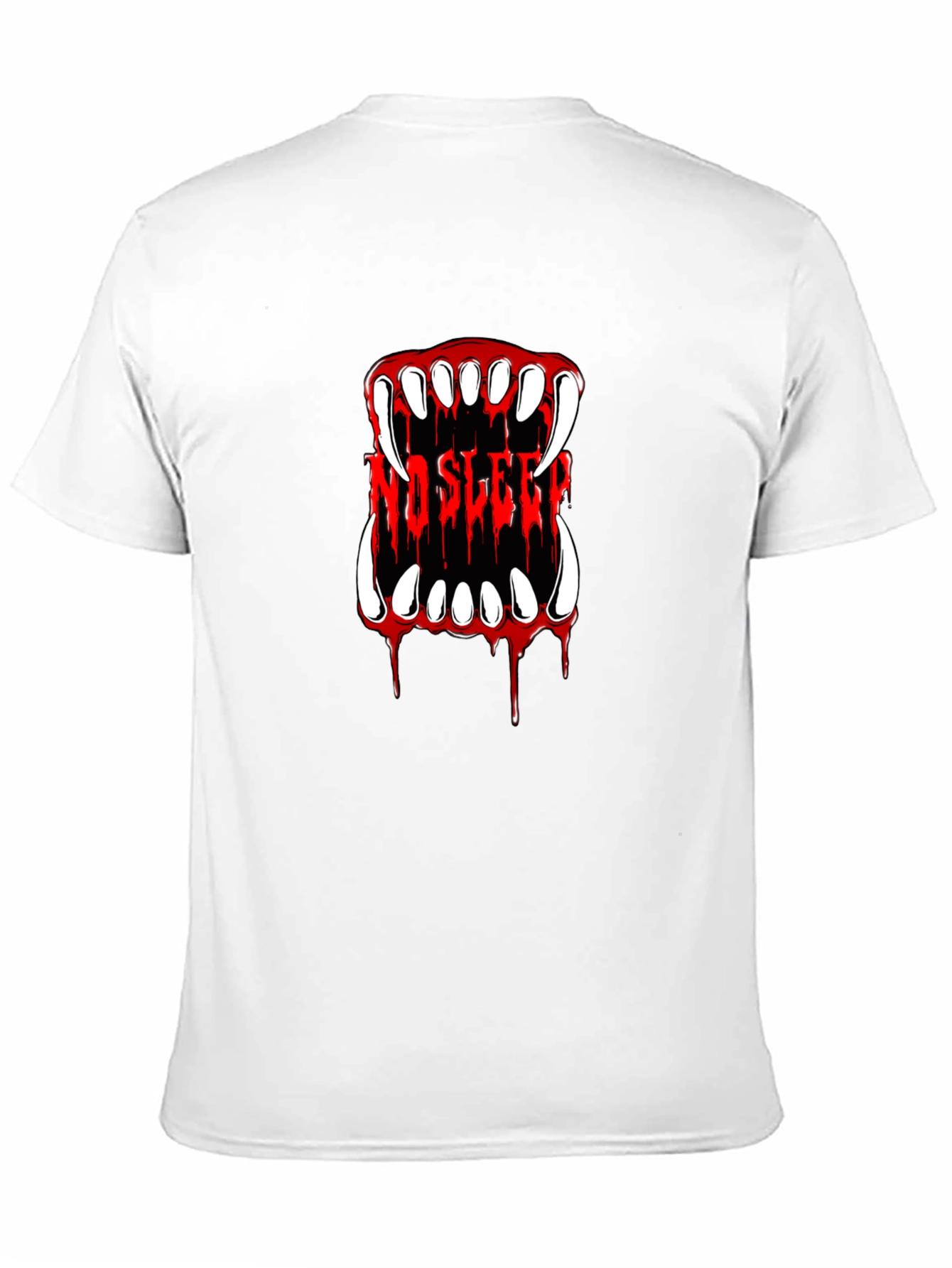 No Sleep Vampire Fangs Graphic Tee - Black