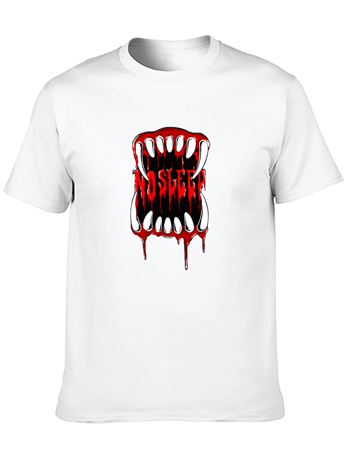 No Sleep Vampire Fangs Graphic Tee - Black