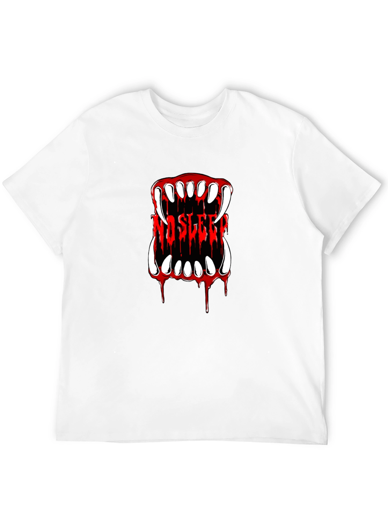 No Sleep Vampire Fangs Graphic Tee - Black