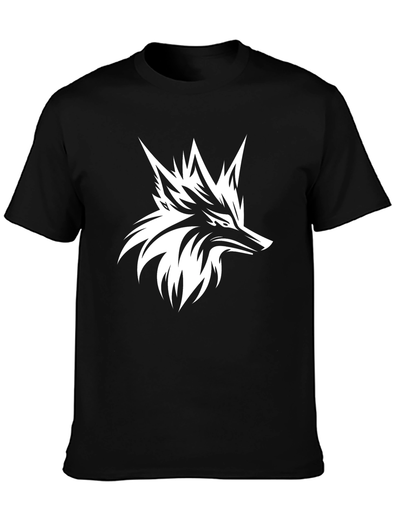 Stylish Black Tee with Bold White Fox Graphic