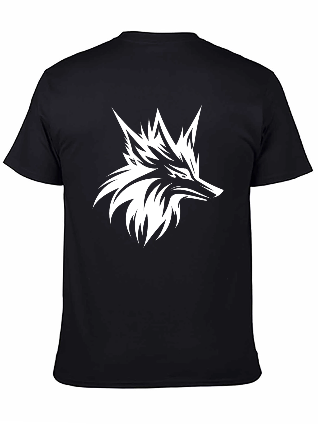 Stylish Black Tee with Bold White Fox Graphic