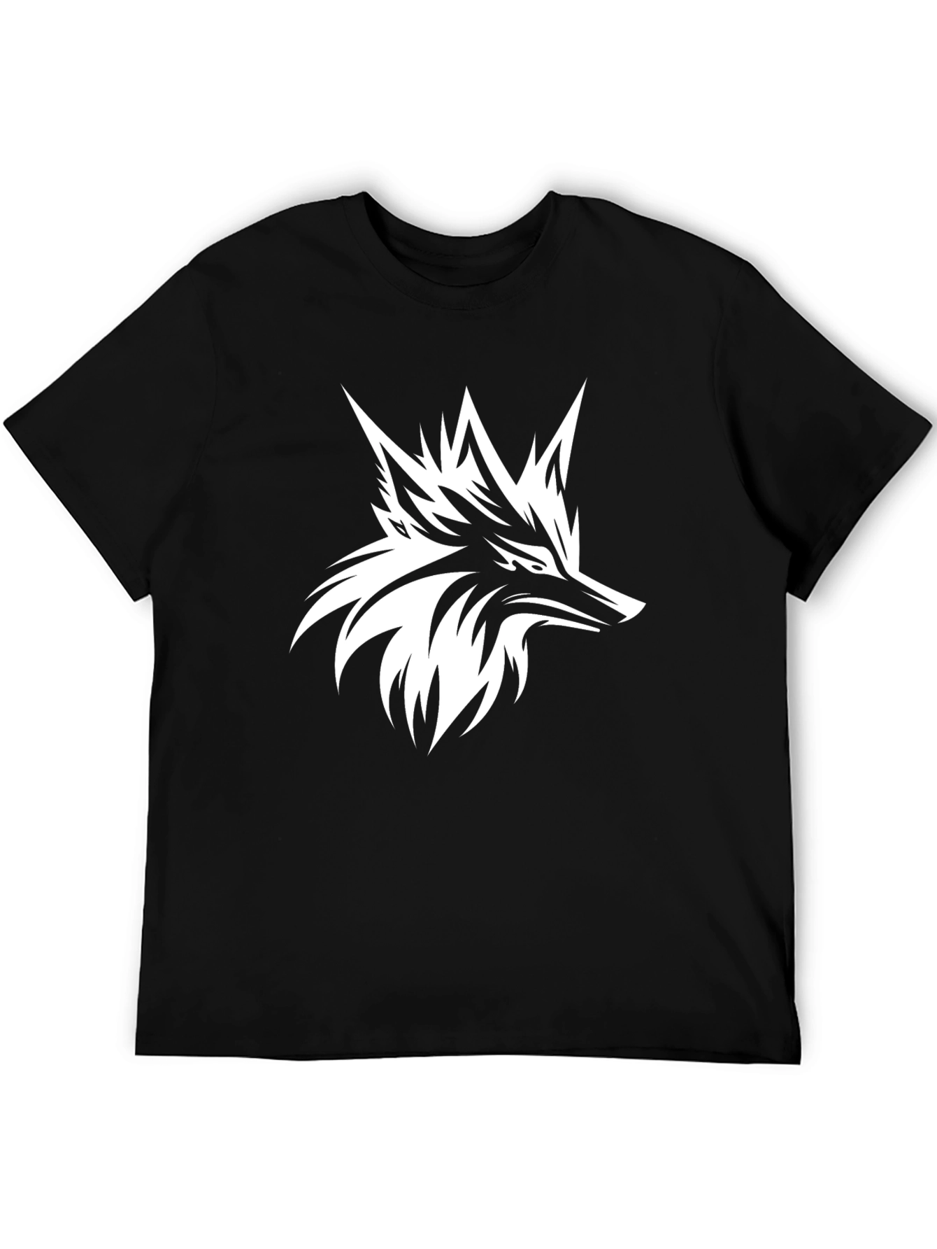 Stylish Black Tee with Bold White Fox Graphic