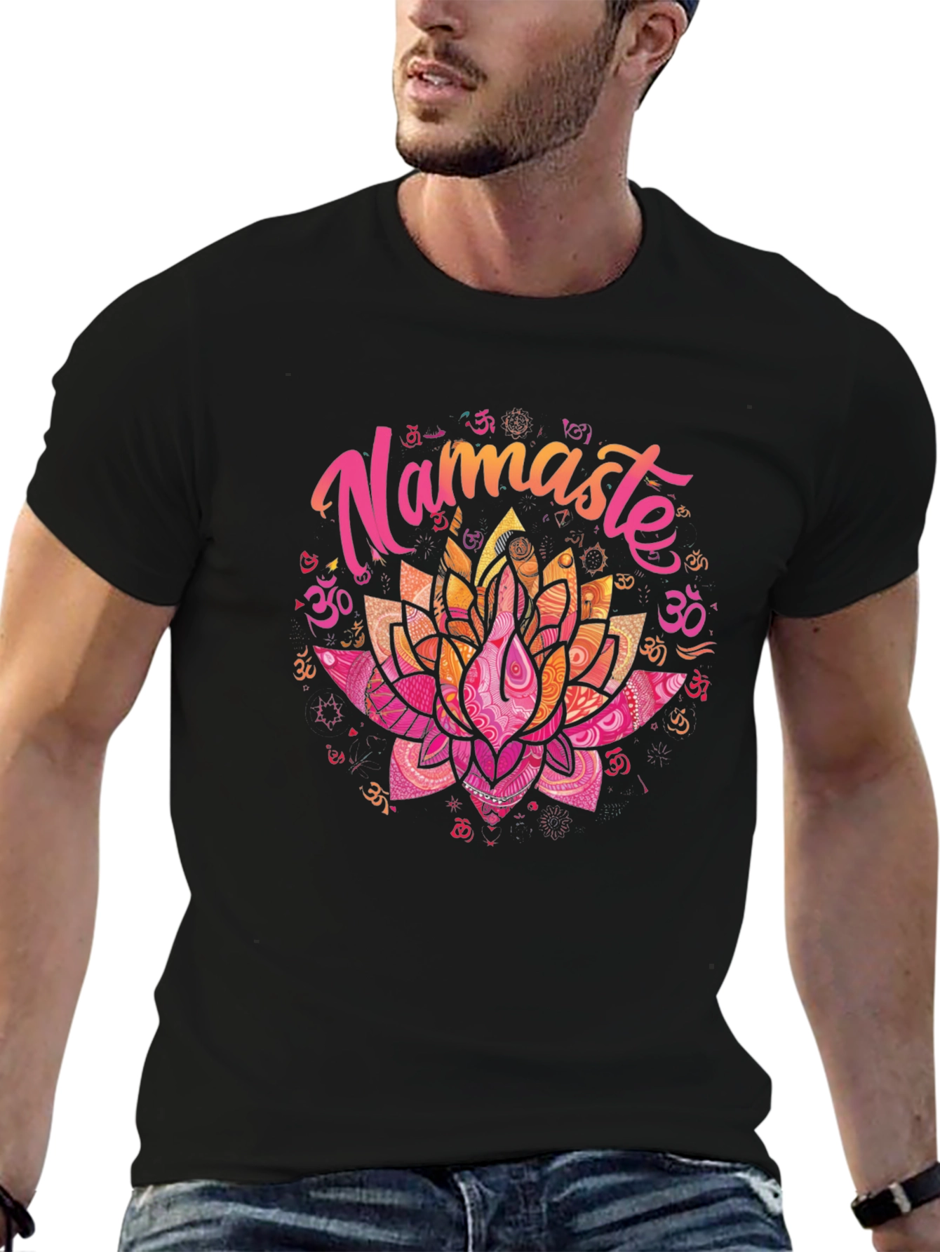 Namaste Lotus Flower Graphic T-Shirt - Yoga Meditation Tee